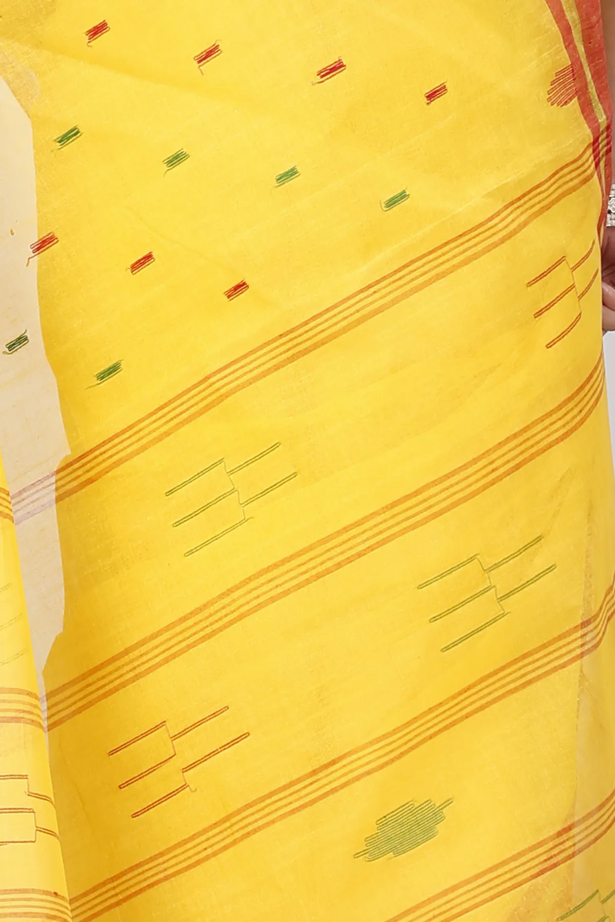 DipDiya Pure Cotton Yellow Metu Artisan Woven Tant Sarees