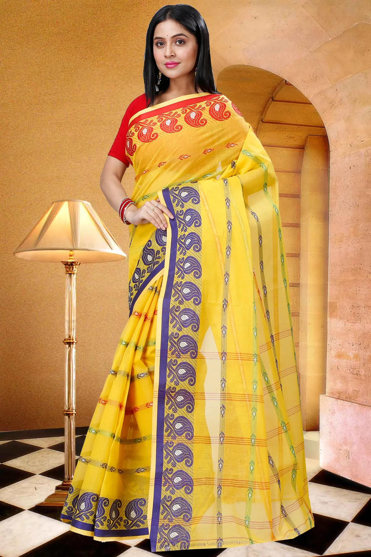 DipDiya Pure Cotton Yellow Nehan Heritage Elegance Tant Sarees