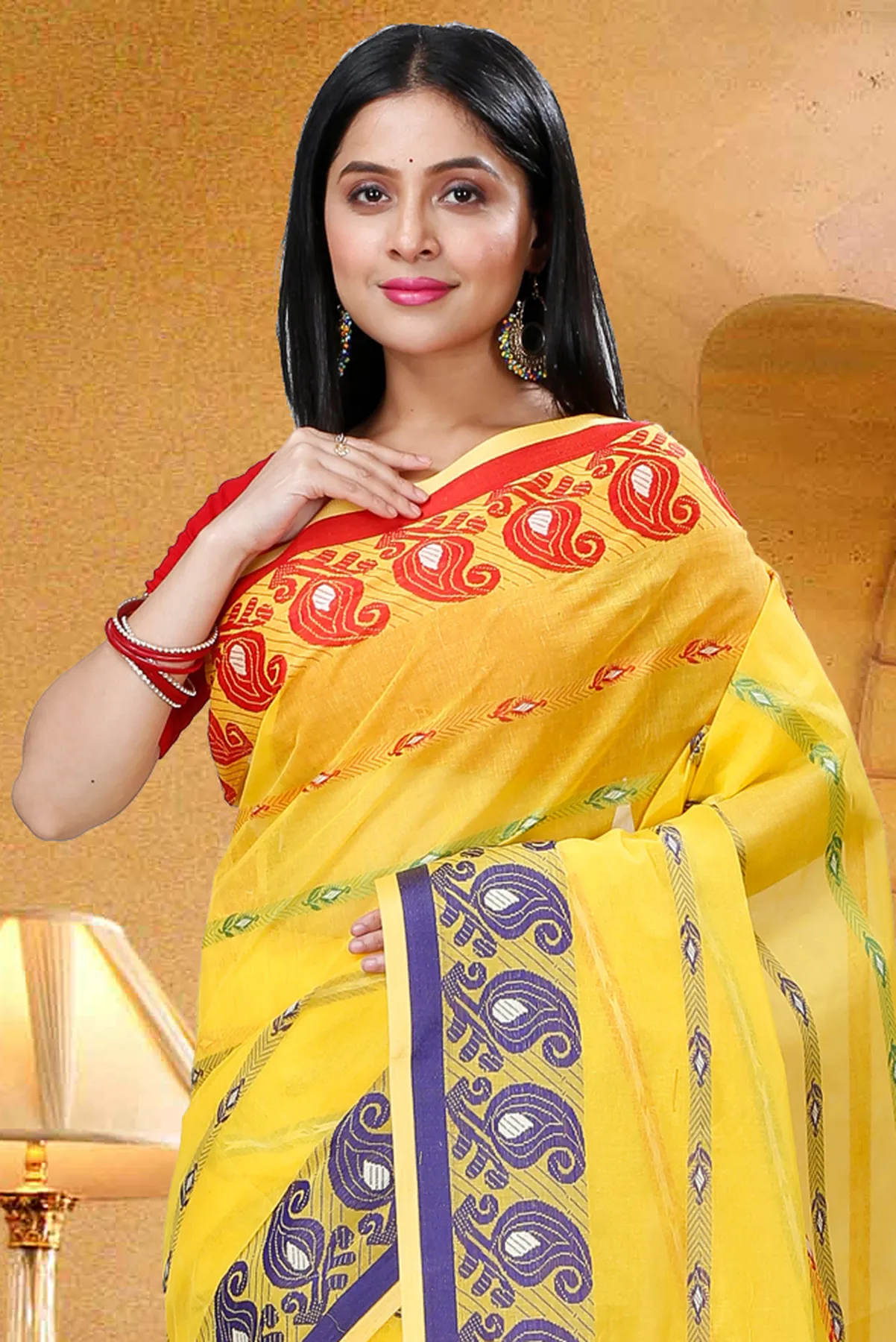 DipDiya Pure Cotton Yellow Nehan Heritage Elegance Tant Sarees