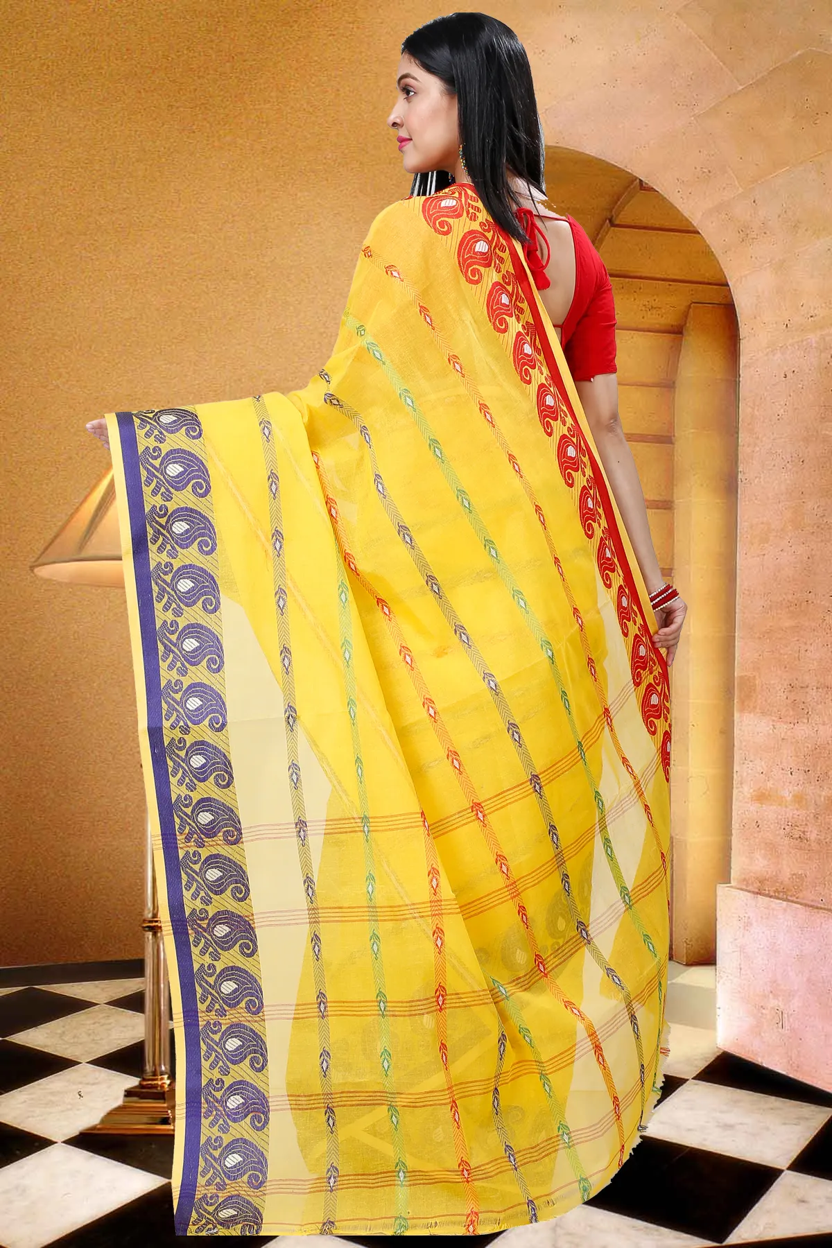 DipDiya Pure Cotton Yellow Nehan Heritage Elegance Tant Sarees