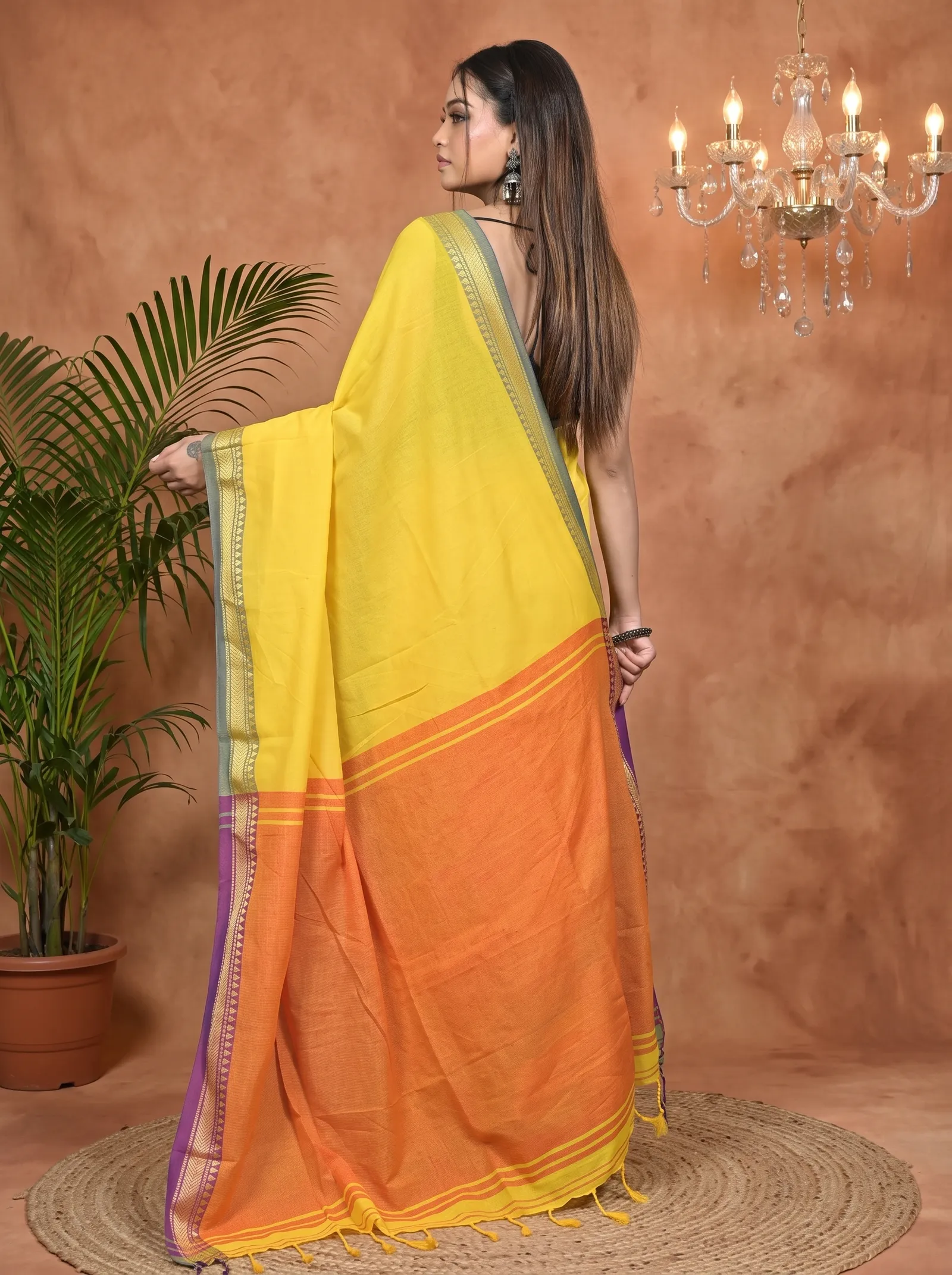 DipDiya Pure Cotton Yellow Nopra Bengal in Every Thread Handloom Sarees