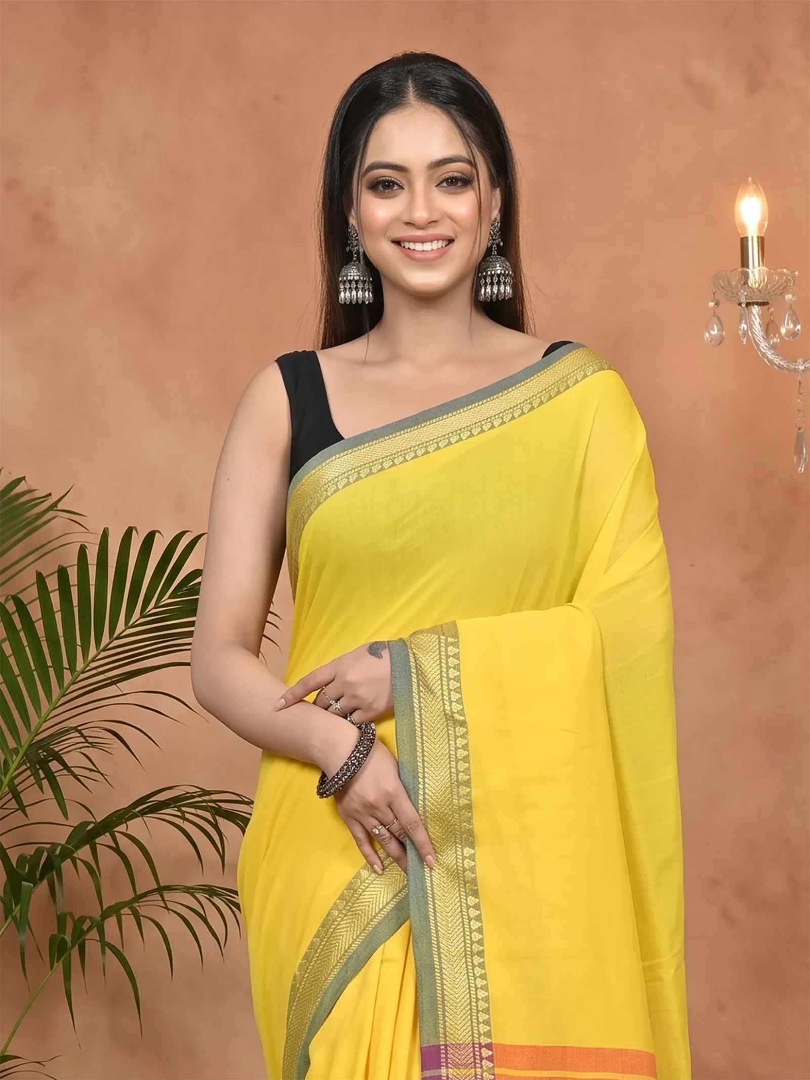 DipDiya Pure Cotton Yellow Nopra Bengal in Every Thread Handloom Sarees