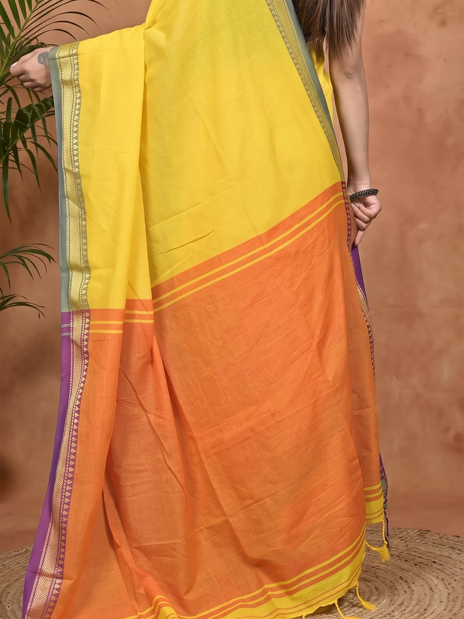 DipDiya Pure Cotton Yellow Nopra Bengal in Every Thread Handloom Sarees