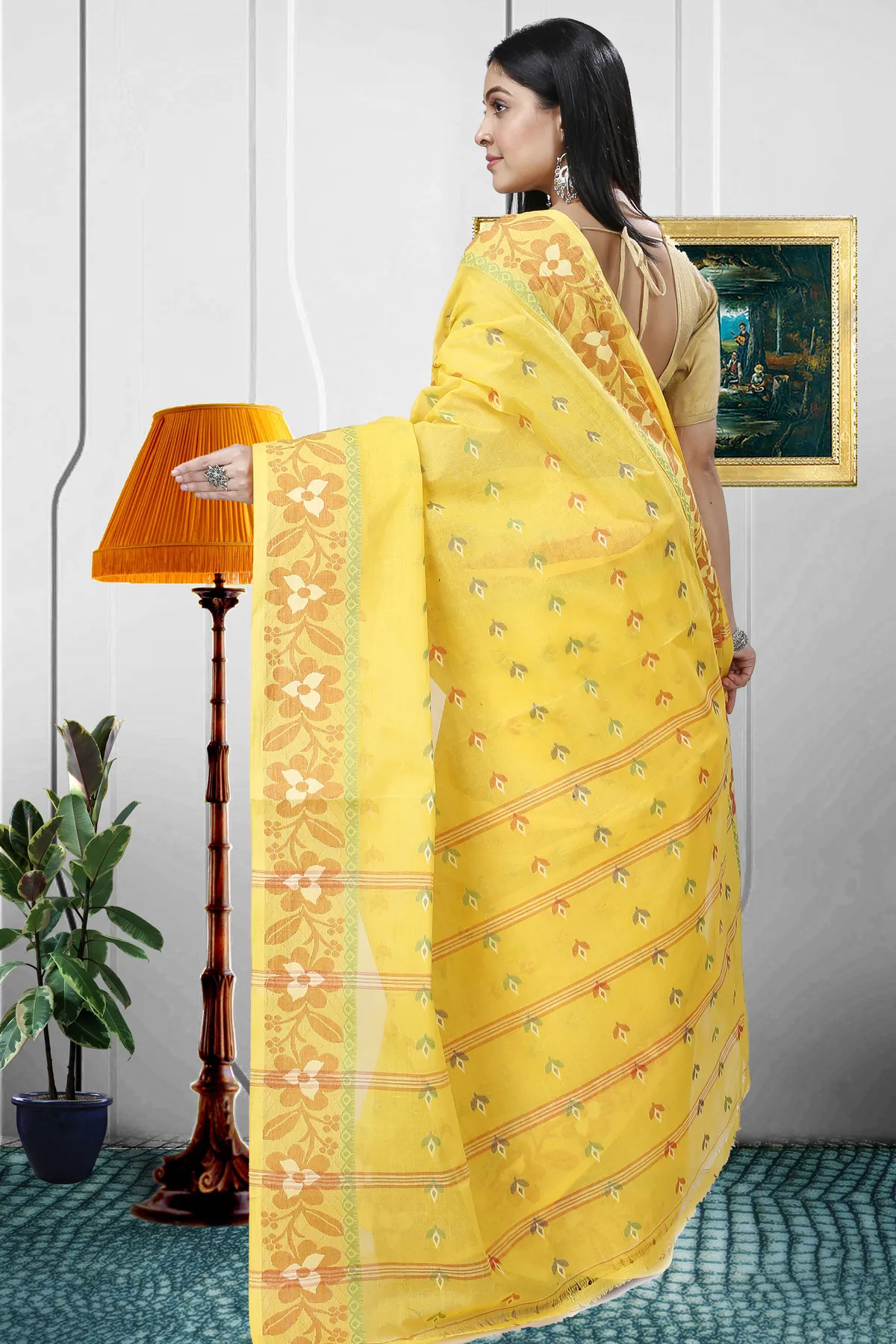 DipDiya Pure Cotton Yellow Numan Masterfully Woven Tant Sarees