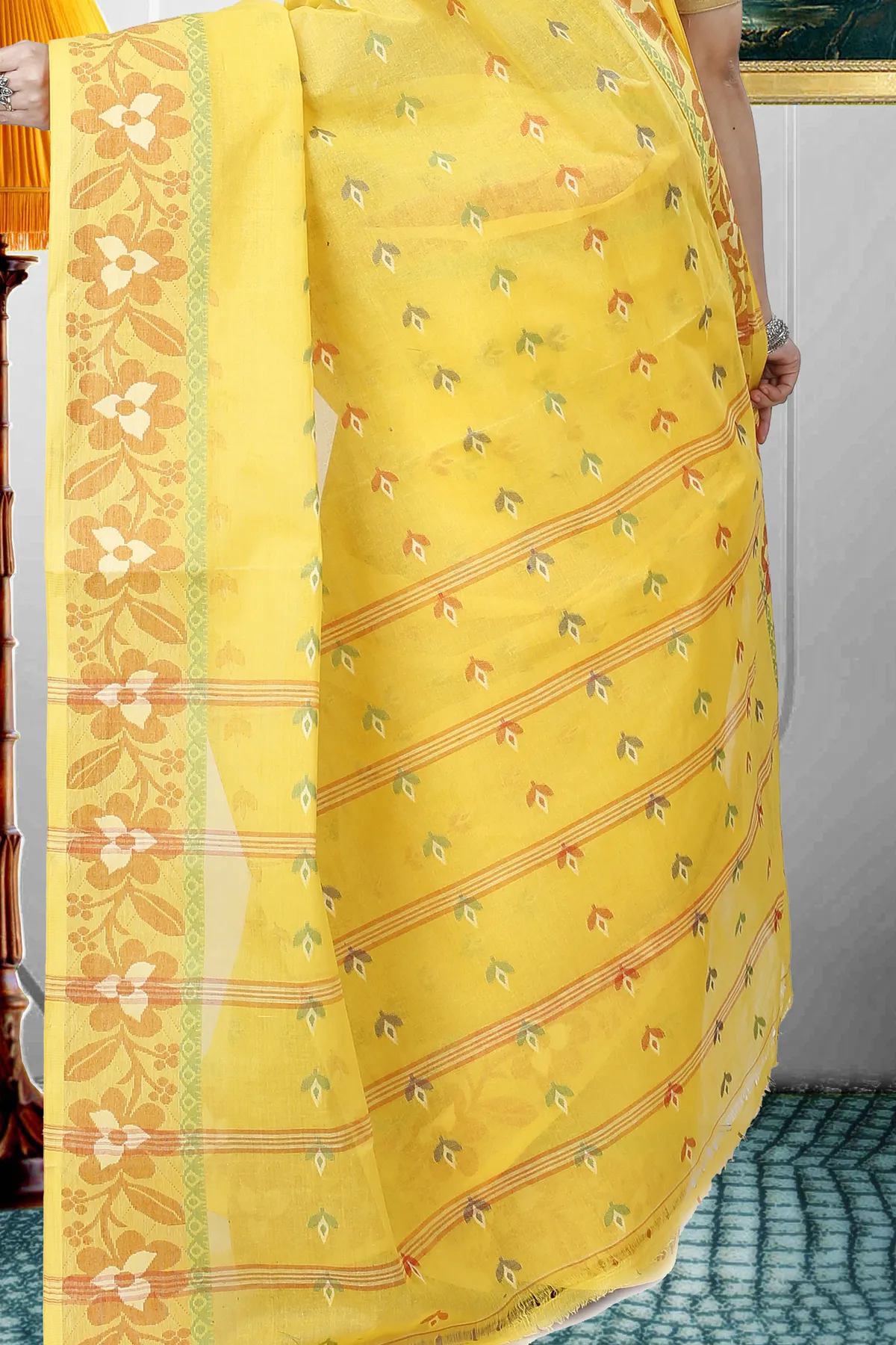 DipDiya Pure Cotton Yellow Numan Masterfully Woven Tant Sarees