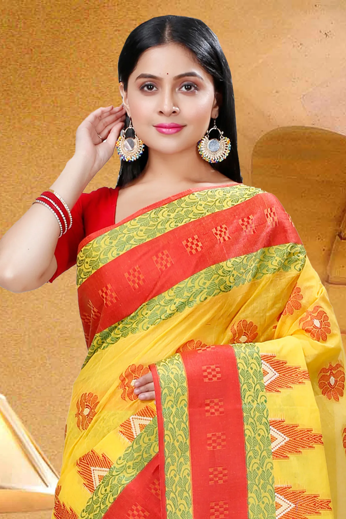DipDiya Pure Cotton Yellow Nuri Elegance in Every Weave Tant Sarees