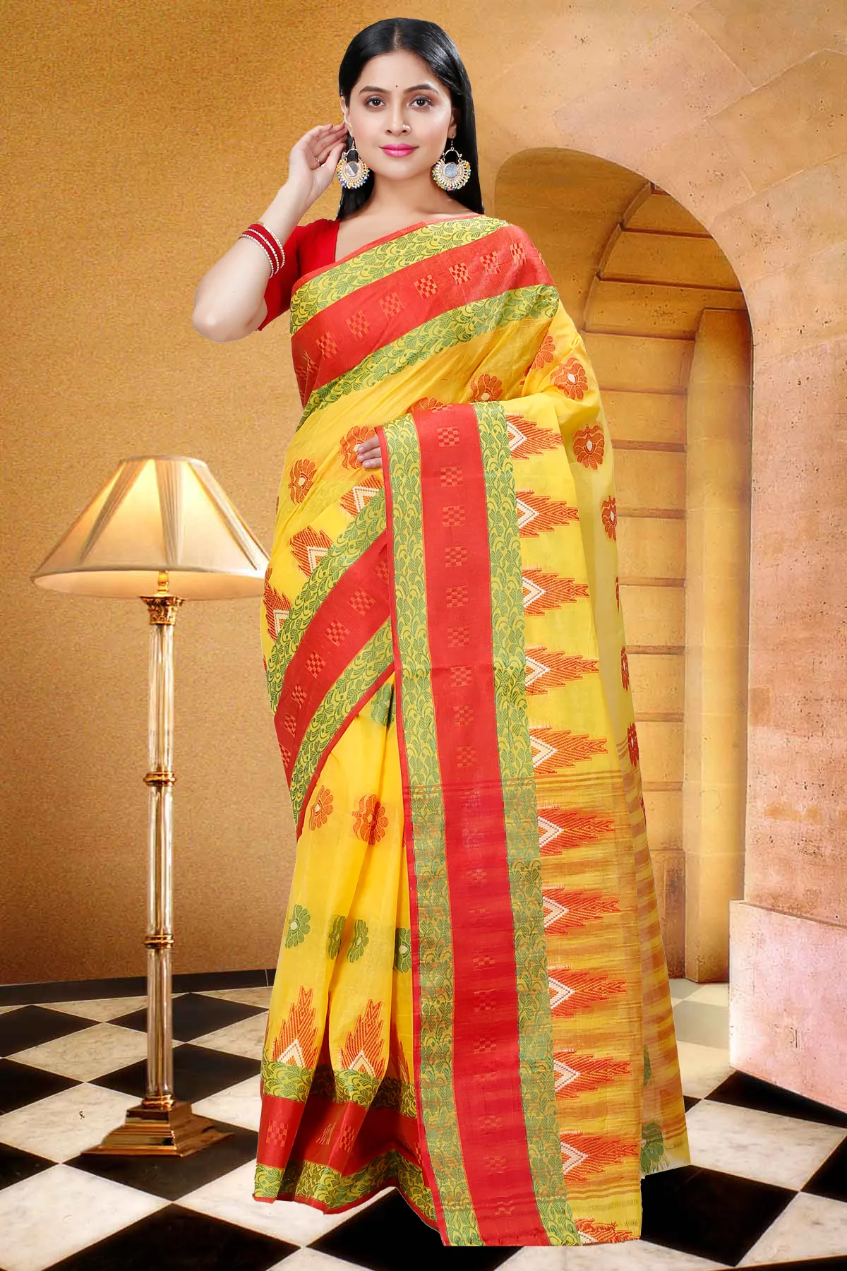 DipDiya Pure Cotton Yellow Nuri Elegance in Every Weave Tant Sarees