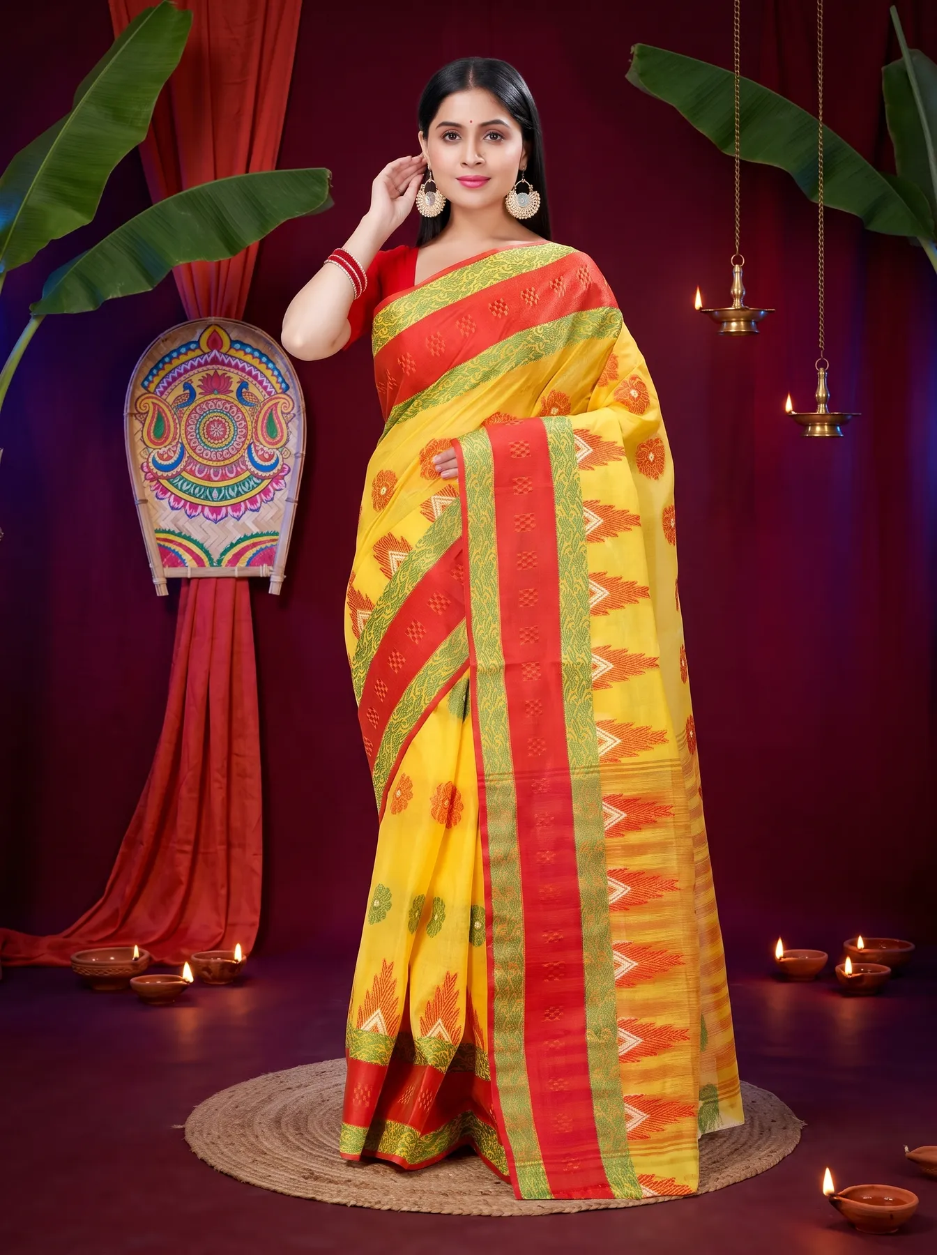 DipDiya Pure Cotton Yellow Nuri Elegance in Every Weave Tant Sarees
