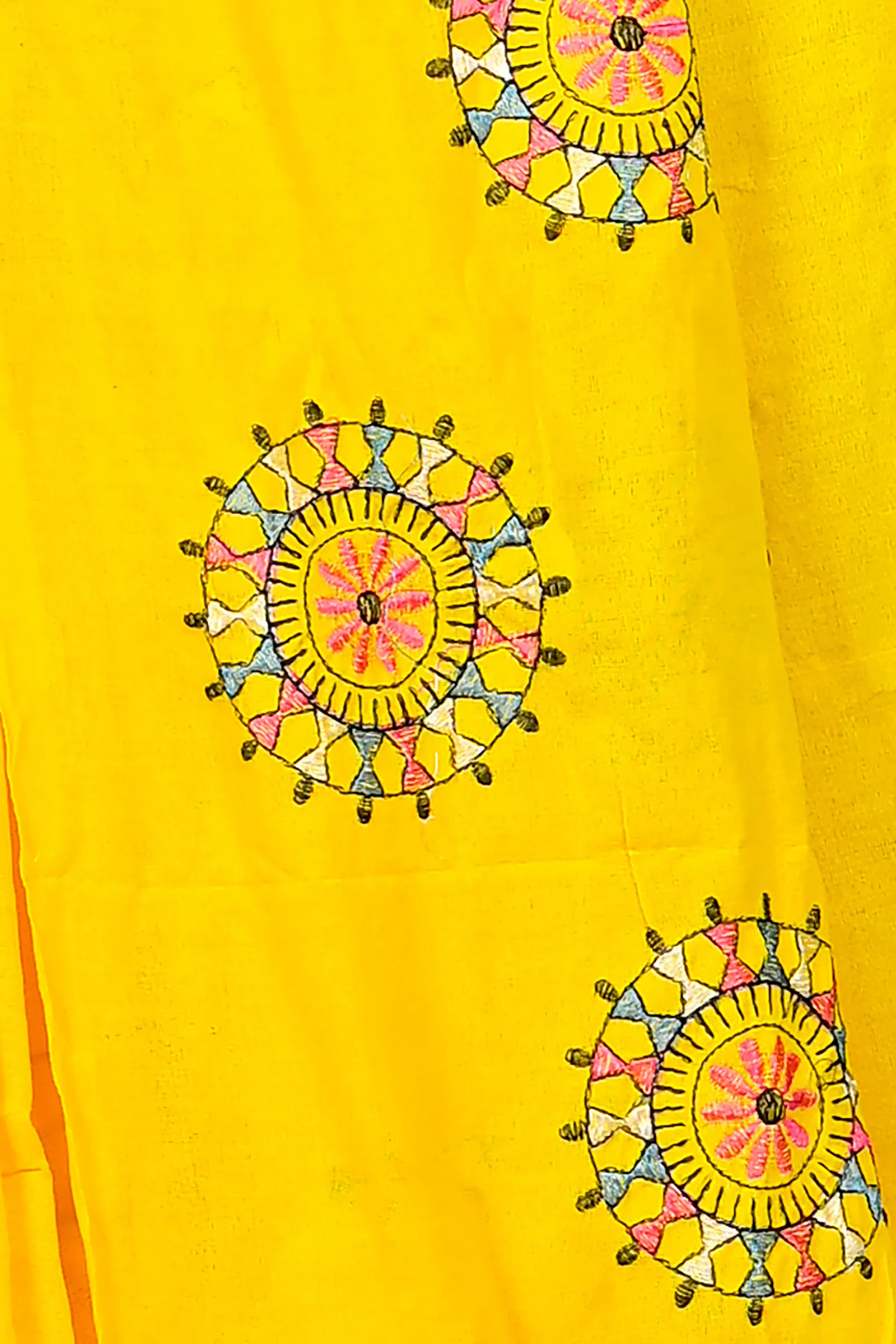 DipDiya Pure Cotton Yellow Parama Rooted in Bengal Embroidery Handloom sarees