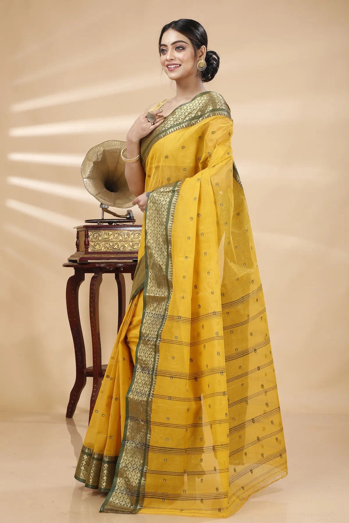DipDiya Pure Cotton Yellow Peral Effortless Tradition Tant Sarees