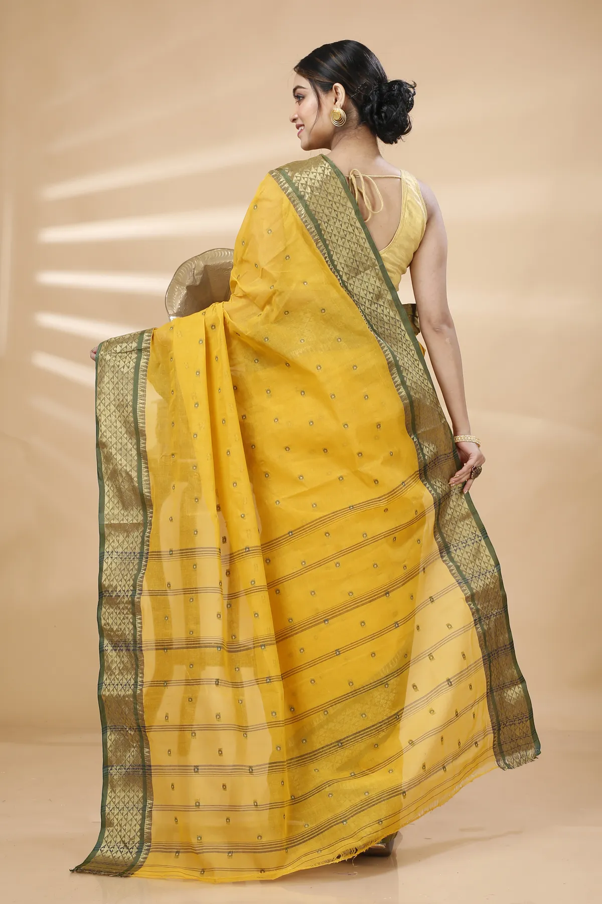 DipDiya Pure Cotton Yellow Peral Effortless Tradition Tant Sarees
