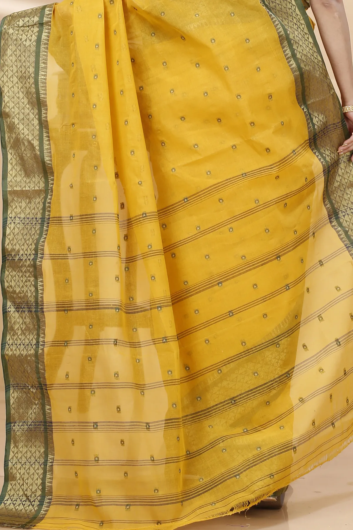 DipDiya Pure Cotton Yellow Peral Effortless Tradition Tant Sarees