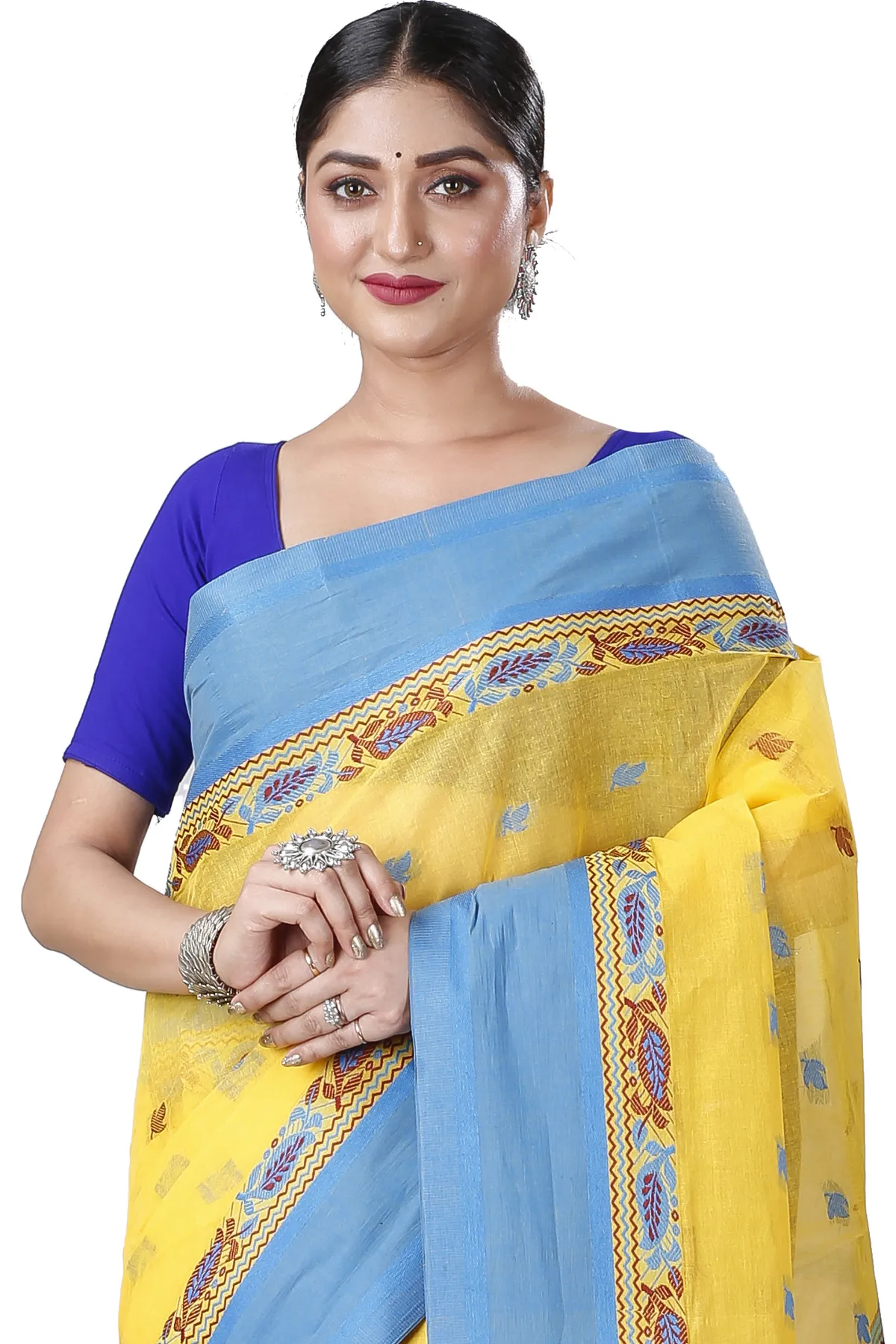 DipDiya Pure Cotton Yellow Provati Heritage You Can Wear Tant Sarees