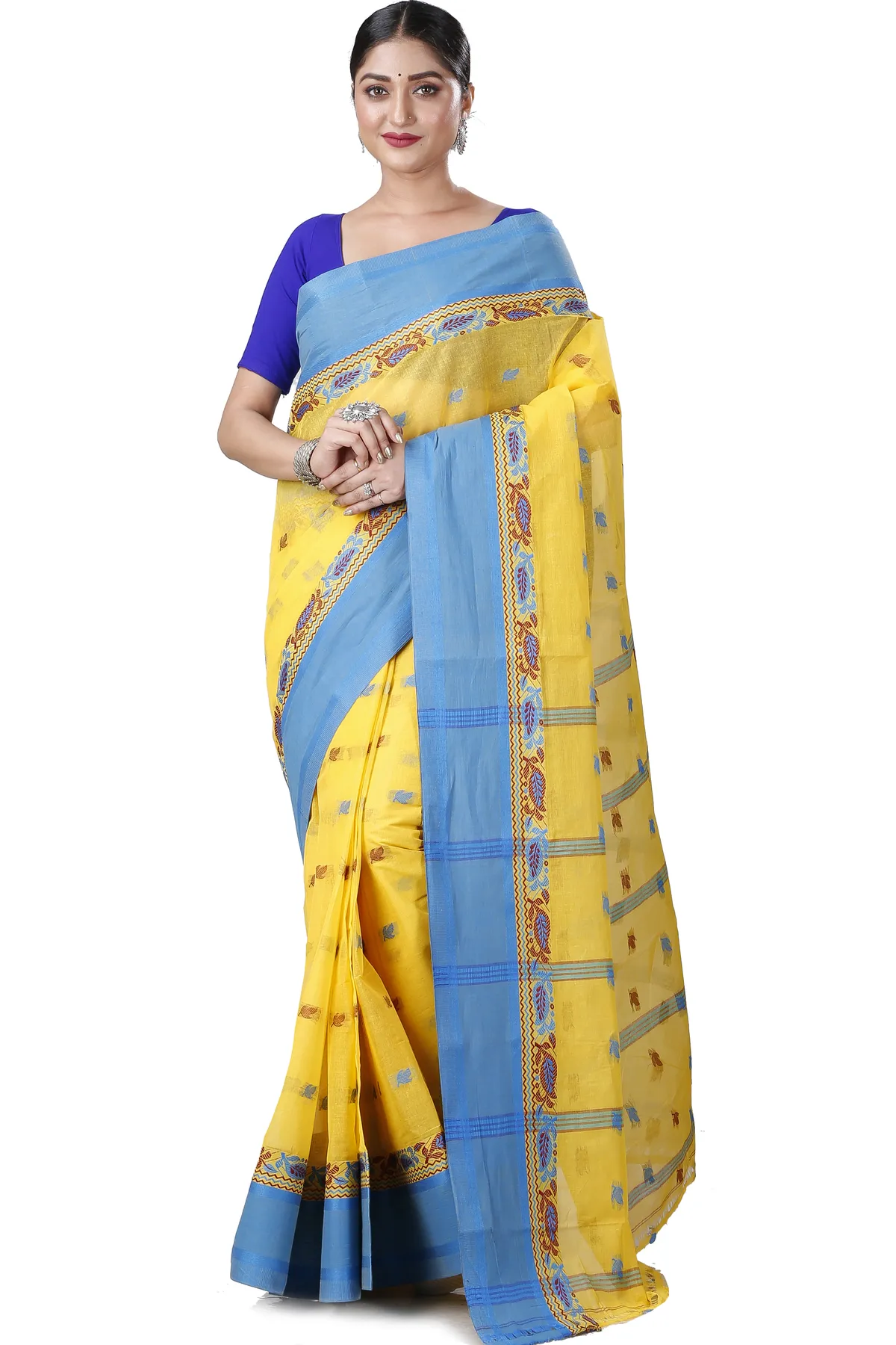 DipDiya Pure Cotton Yellow Provati Heritage You Can Wear Tant Sarees