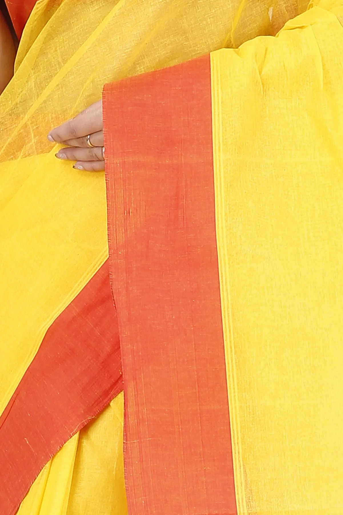DipDiya Pure Cotton Yellow Red Elu Than Bengal’s Tradition Tant Sarees