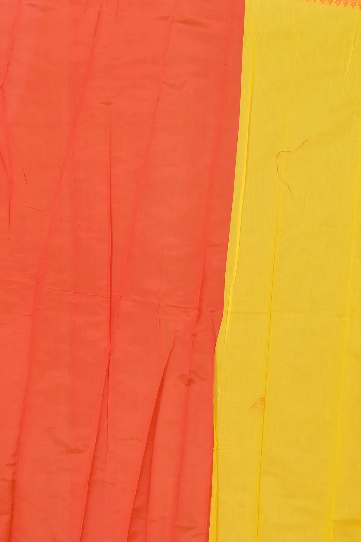DipDiya Pure Cotton Yellow Red Khadaka Kousiki Grace of Bengal Hand Painted Sarees