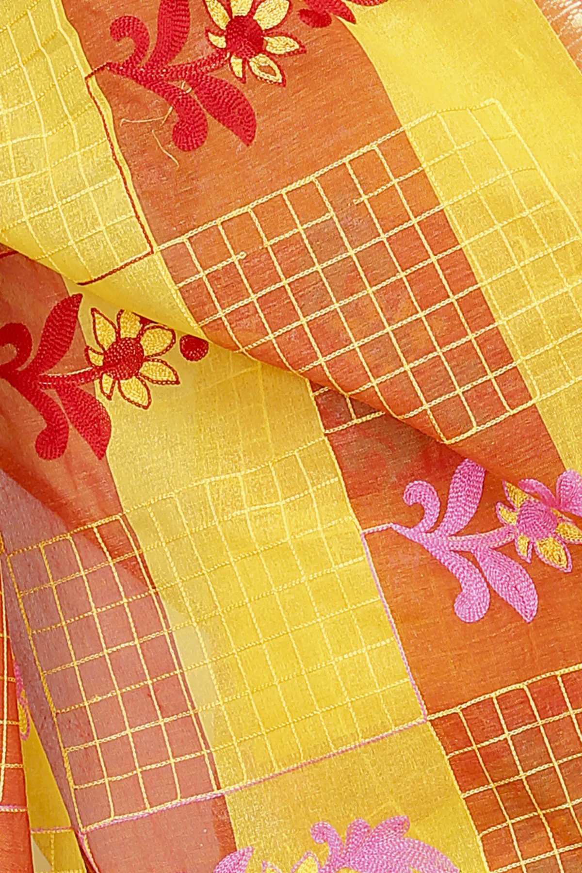 DipDiya Pure Cotton Yellow Rivka Bengal in Every Thread Embroidery Tant Sarees