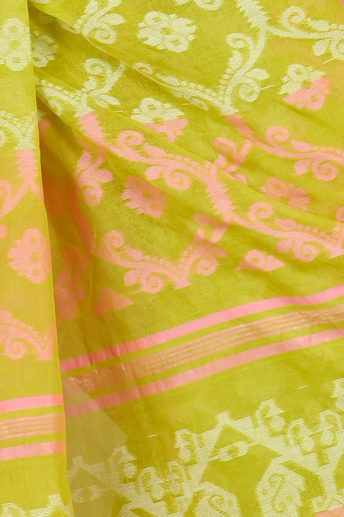 DipDiya Pure Cotton Yellow Semata Handcrafted Elegance Tant Sarees