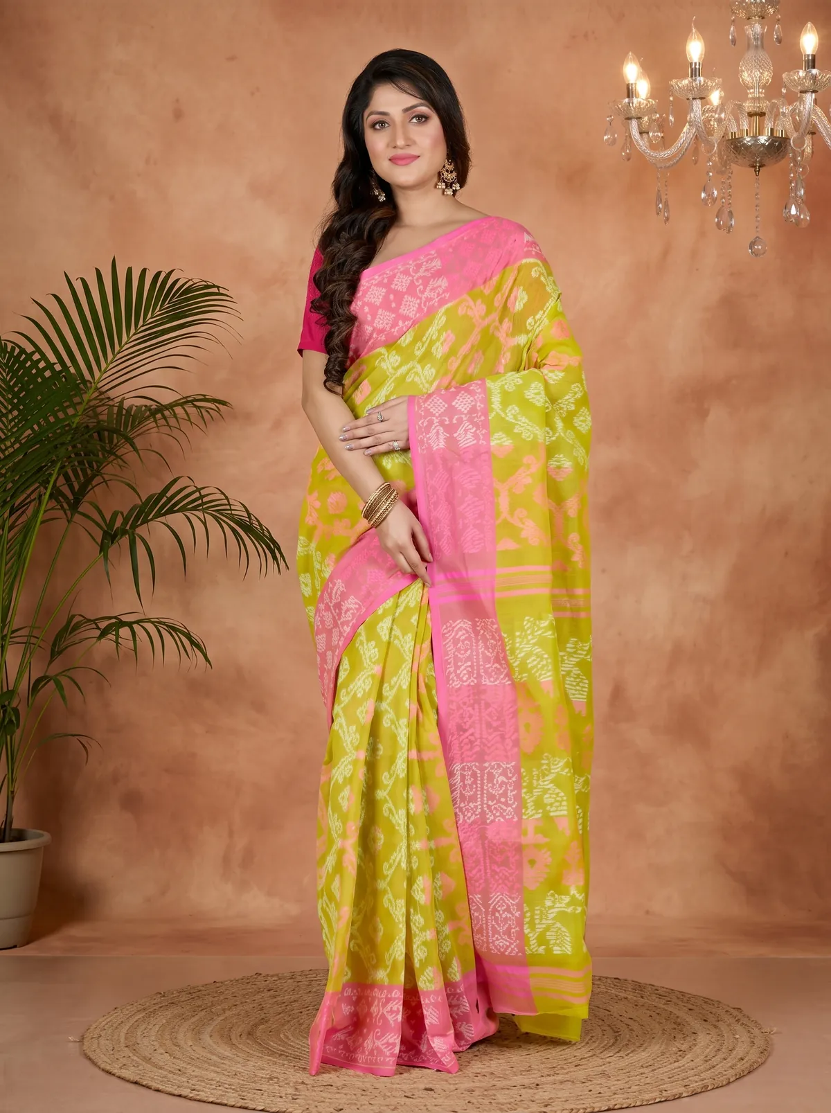 DipDiya Pure Cotton Yellow Semata Handcrafted Elegance Tant Sarees