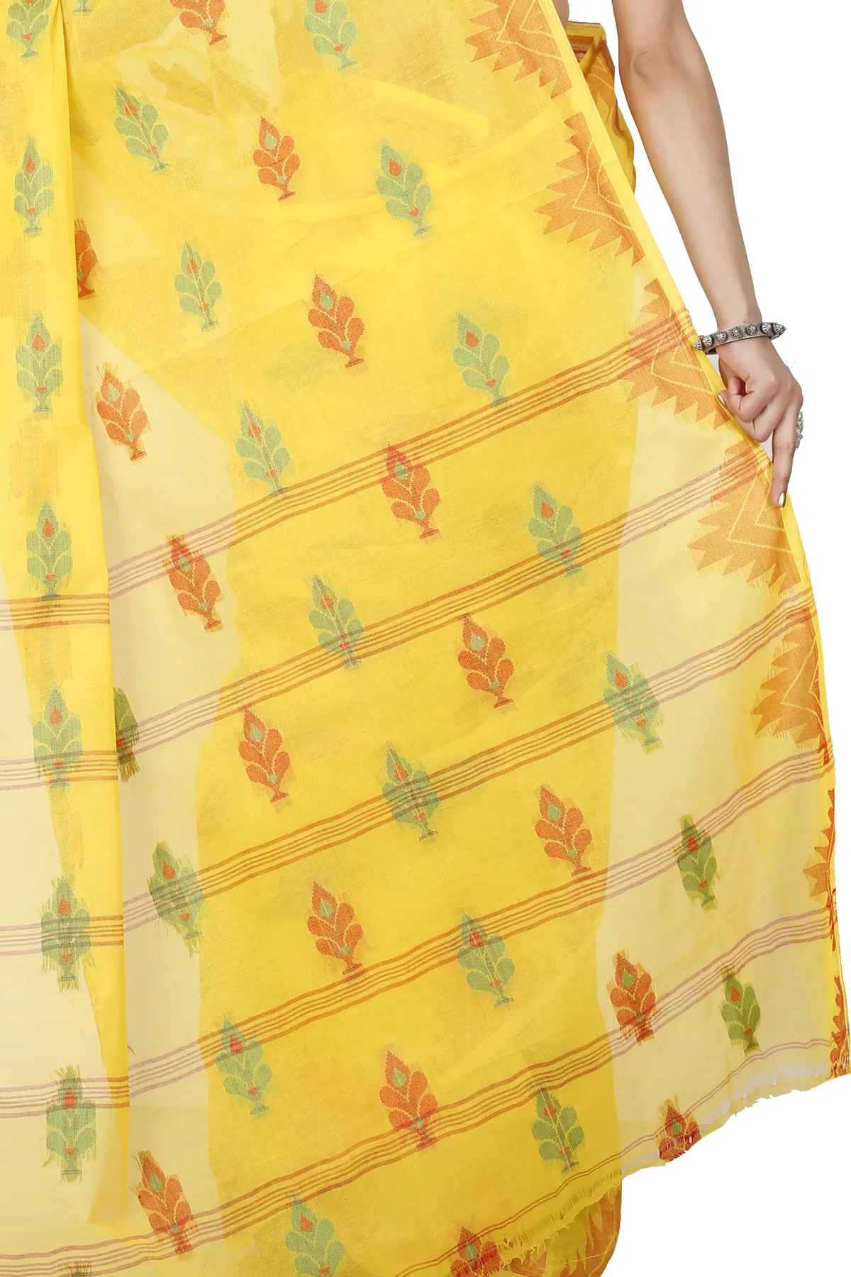 DipDiya Pure Cotton Yellow Sidra Elegance in Every Weave Tant Sarees