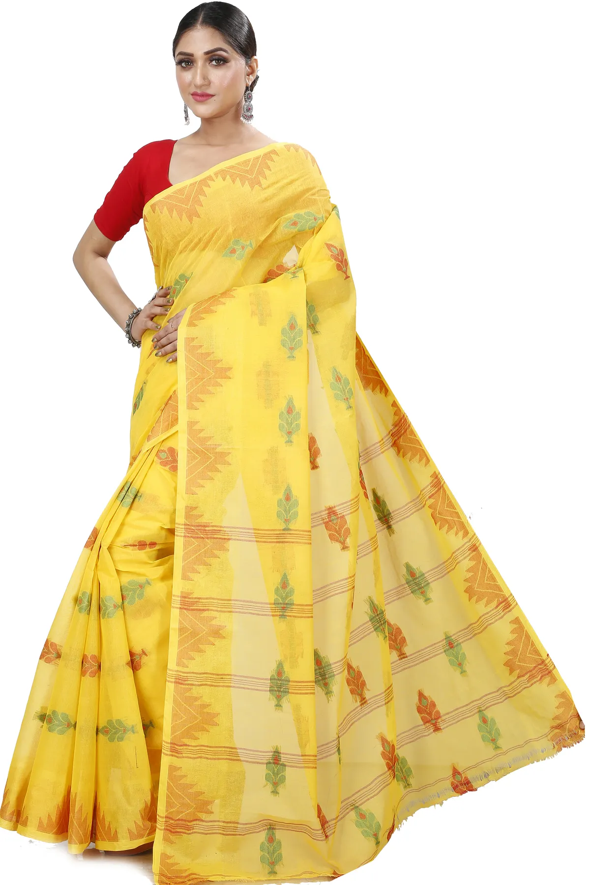 DipDiya Pure Cotton Yellow Sidra Elegance in Every Weave Tant Sarees