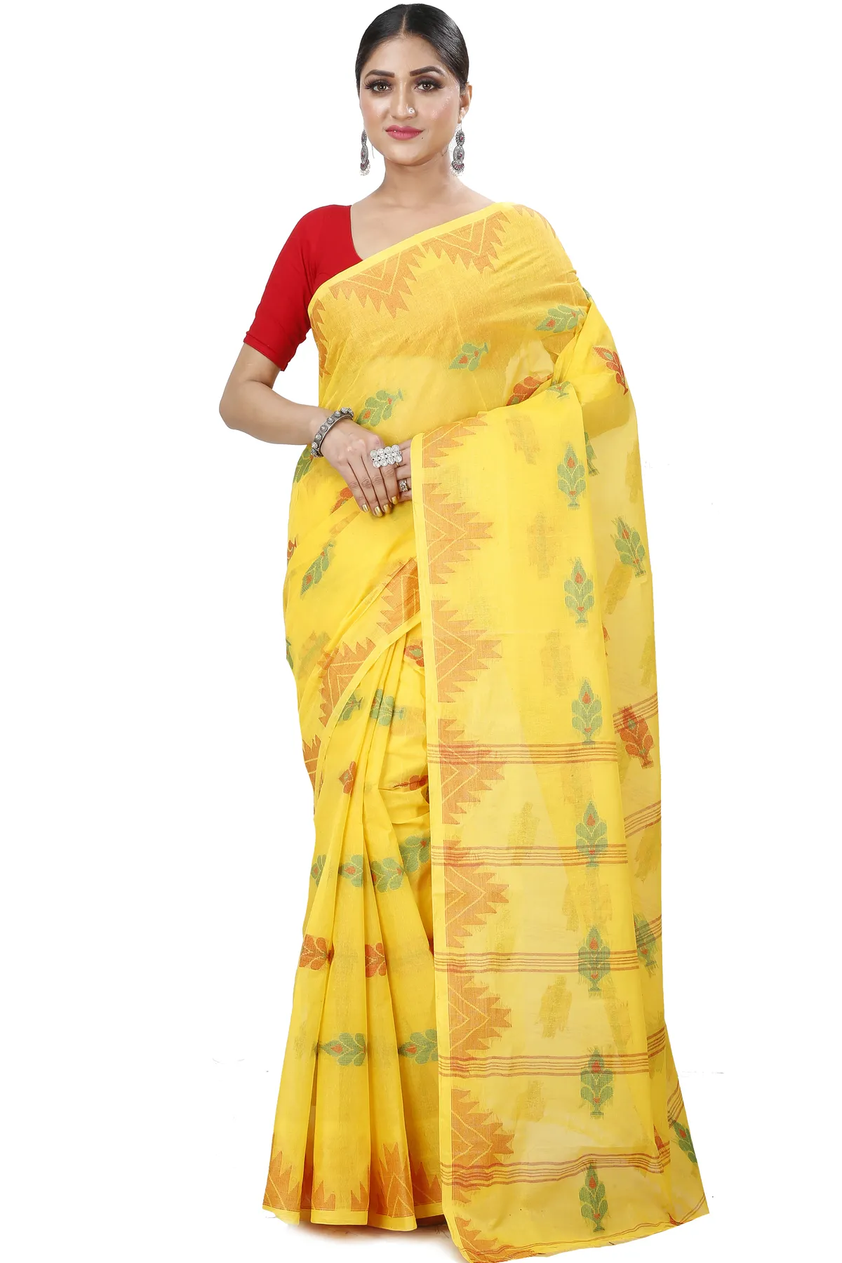 DipDiya Pure Cotton Yellow Sidra Elegance in Every Weave Tant Sarees