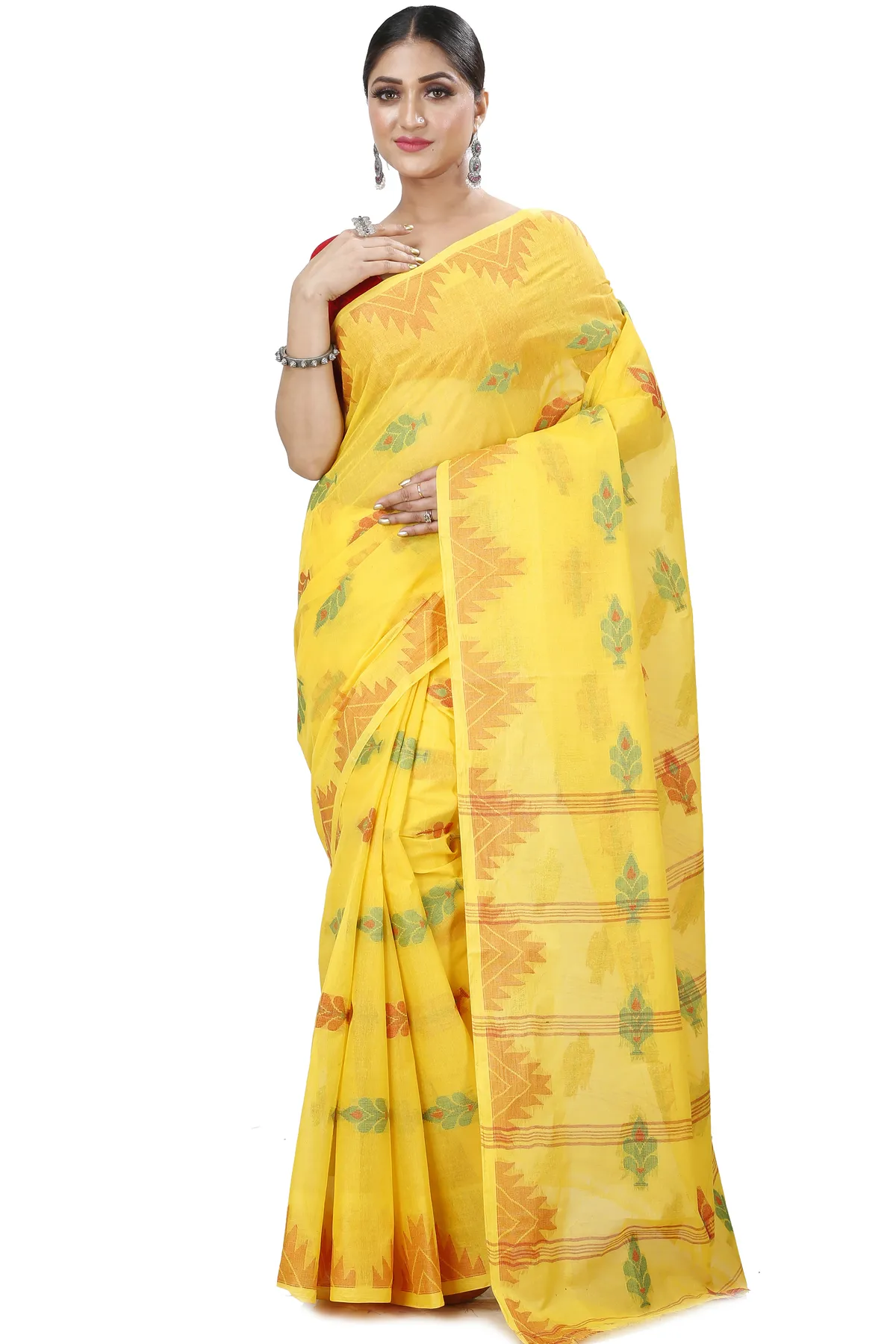 DipDiya Pure Cotton Yellow Sidra Elegance in Every Weave Tant Sarees