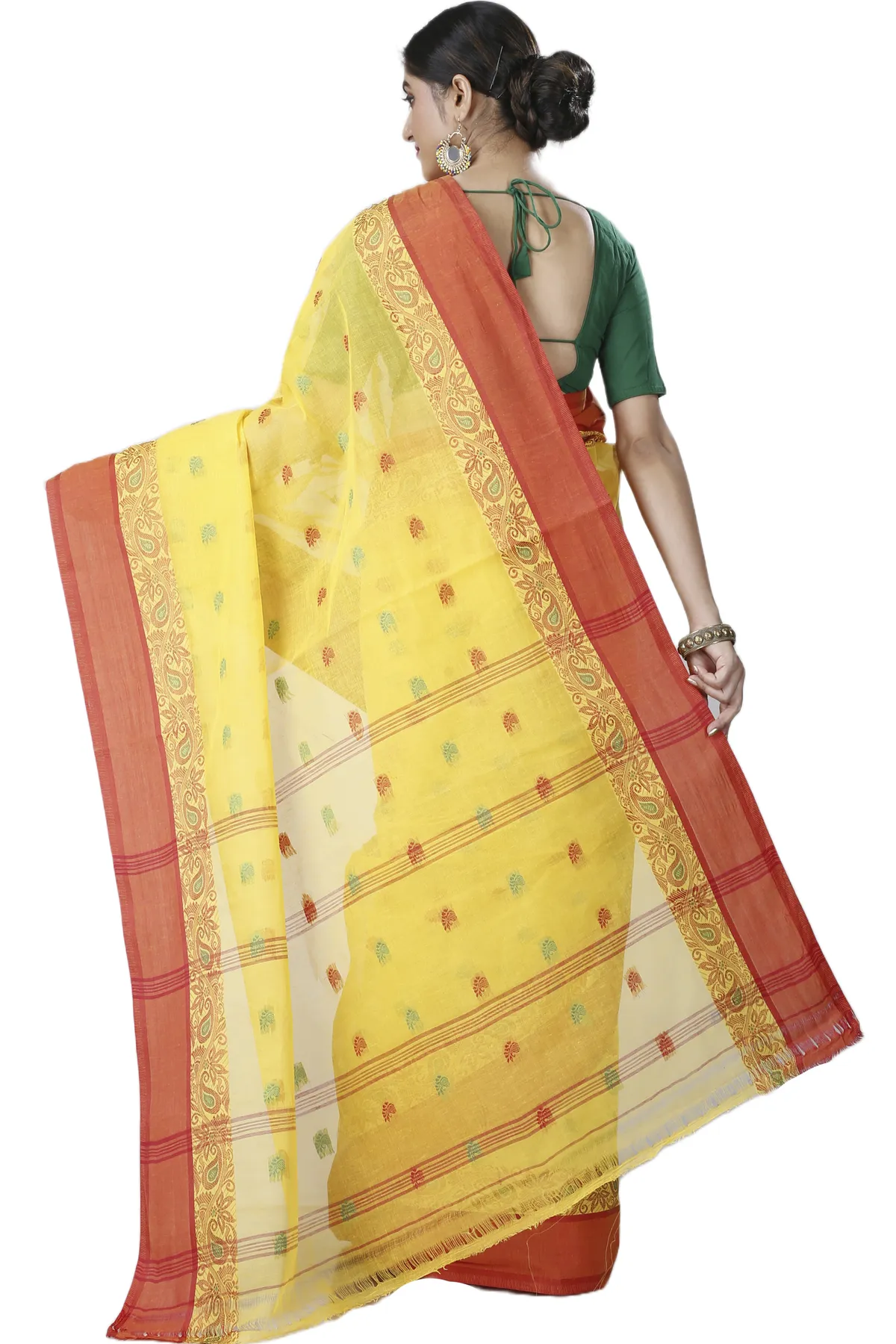 DipDiya Pure Cotton Yellow Srimati Woven by Hand Tant Sarees