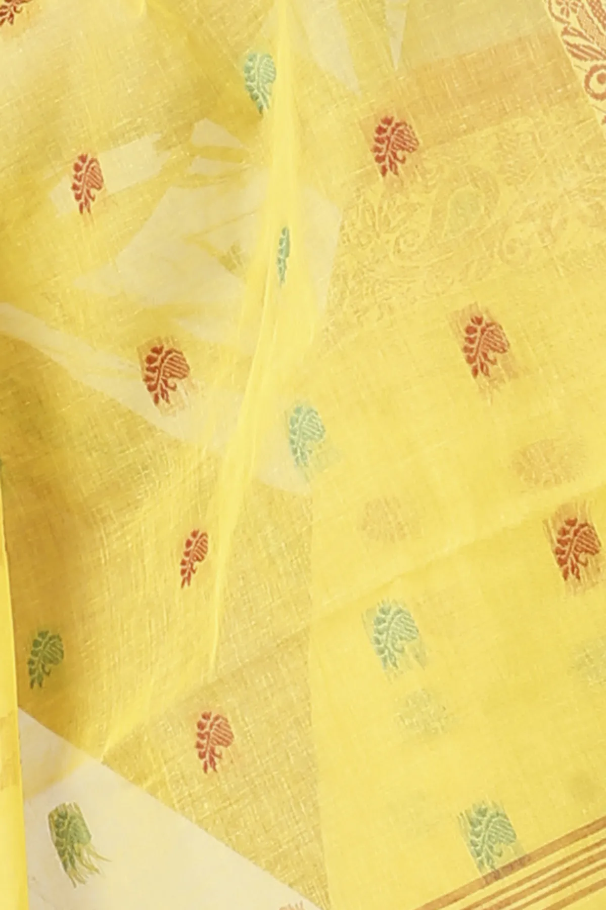 DipDiya Pure Cotton Yellow Srimati Woven by Hand Tant Sarees