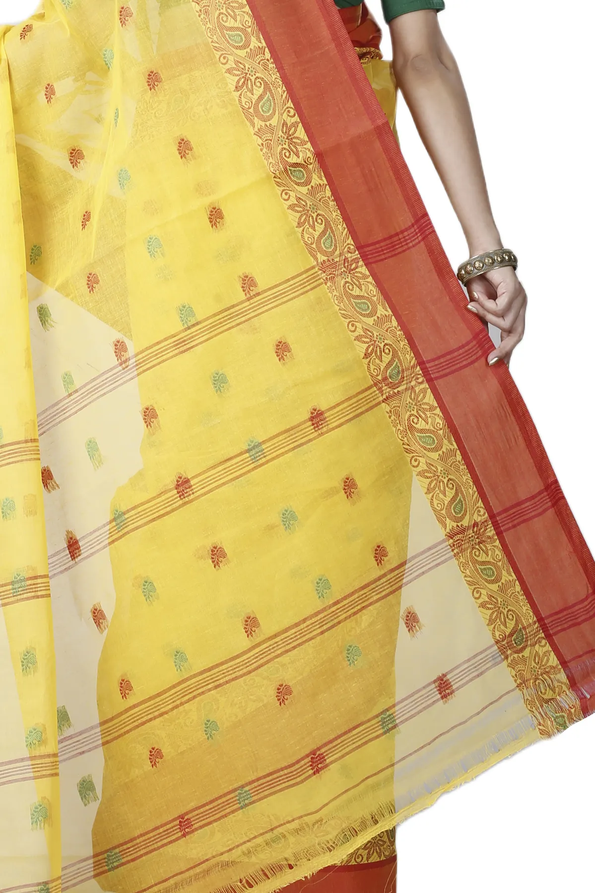 DipDiya Pure Cotton Yellow Srimati Woven by Hand Tant Sarees