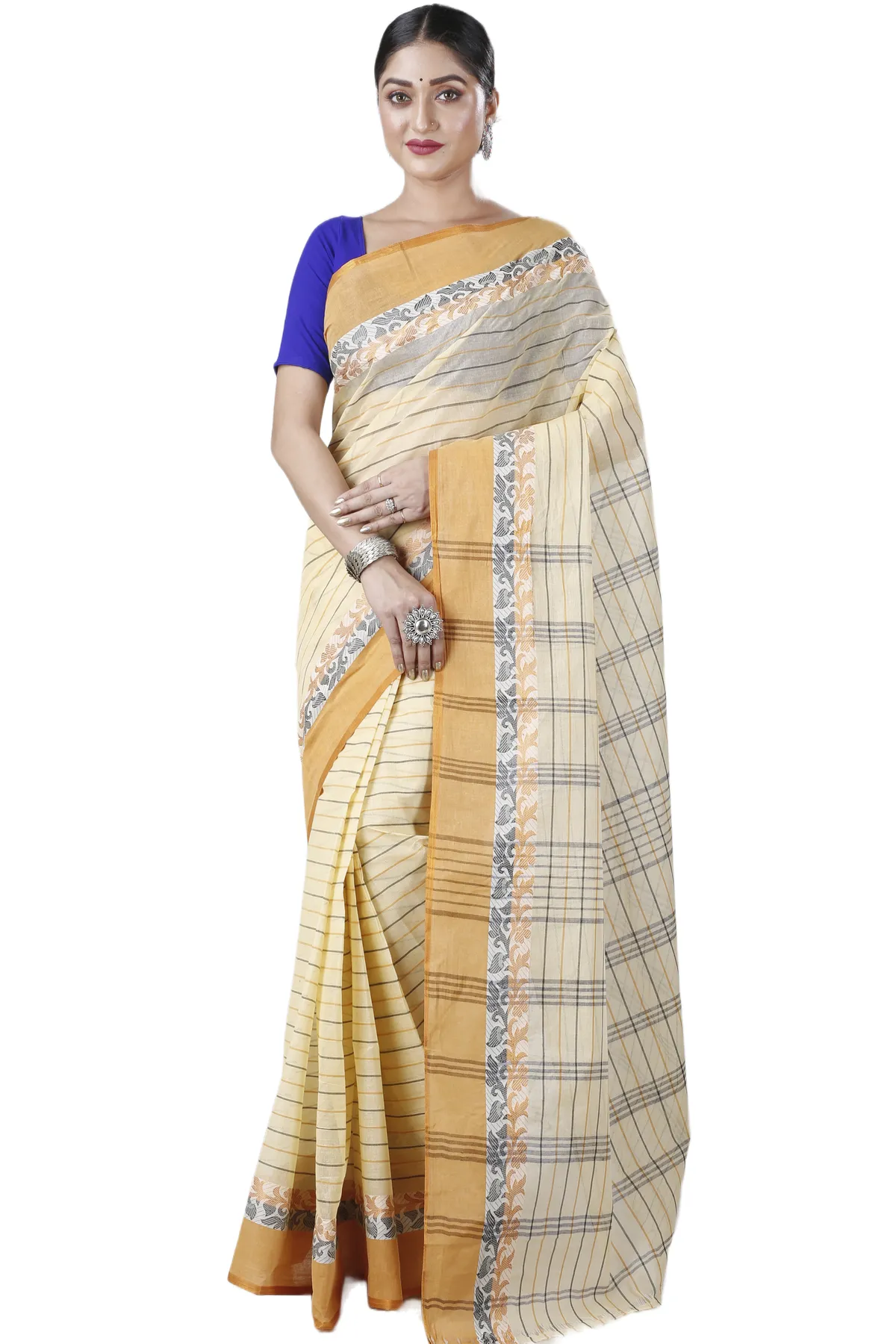 DipDiya Pure Cotton Yellow Subha Timeless Elegance Tant Sarees
