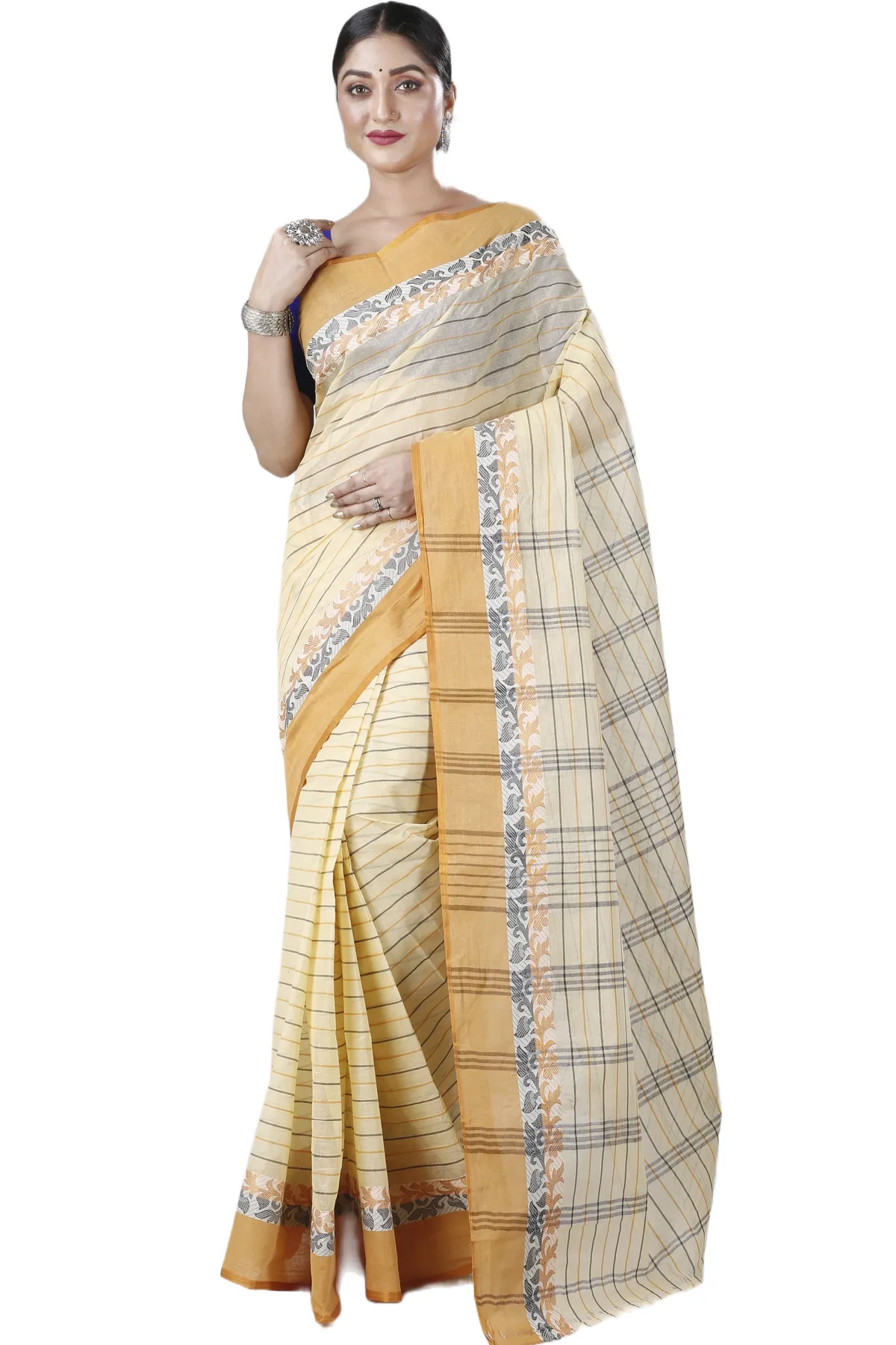 DipDiya Pure Cotton Yellow Subha Timeless Elegance Tant Sarees