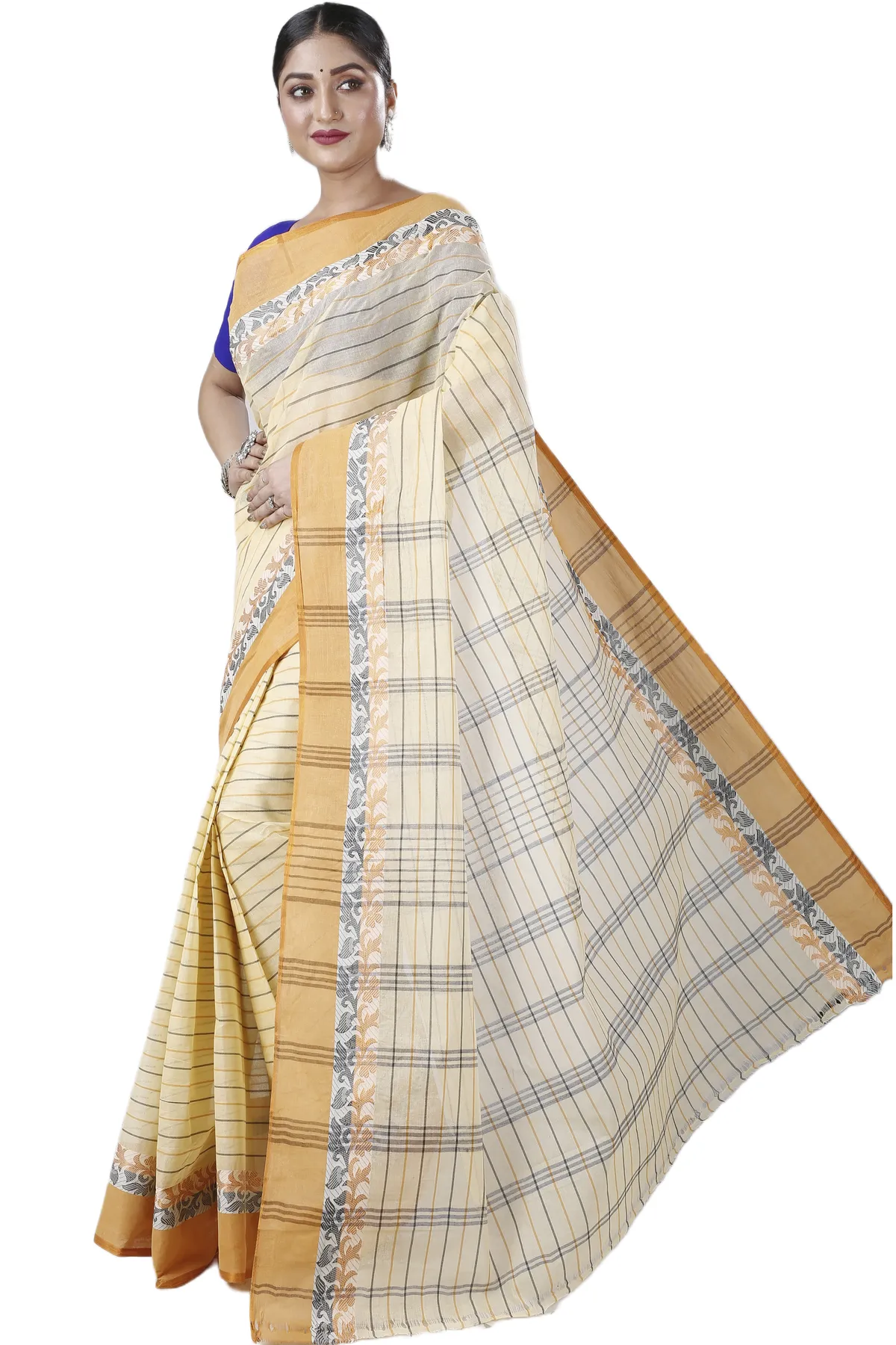 DipDiya Pure Cotton Yellow Subha Timeless Elegance Tant Sarees
