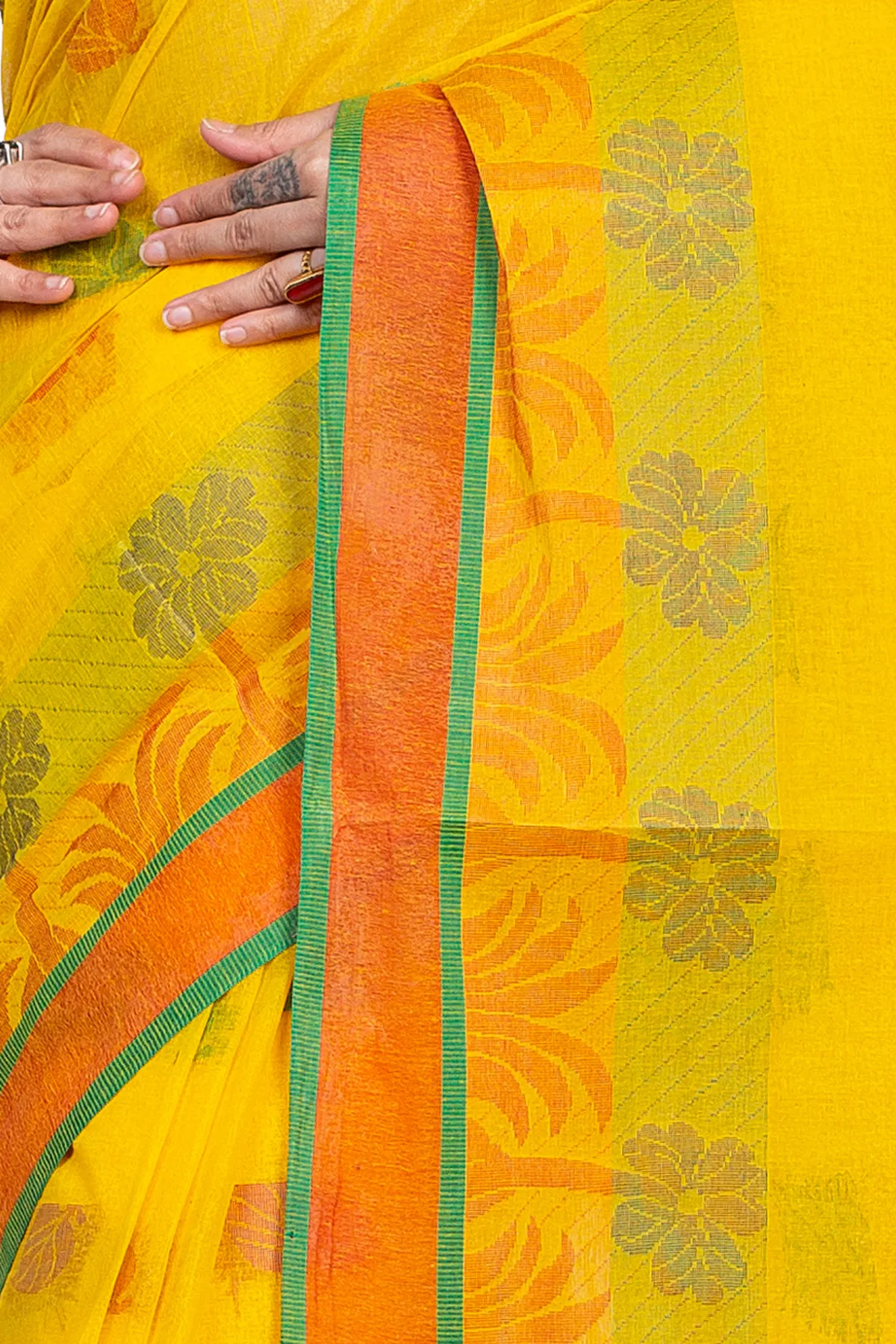 DipDiya Pure Cotton Yellow TalGach A Legacy Woven Tant Sarees