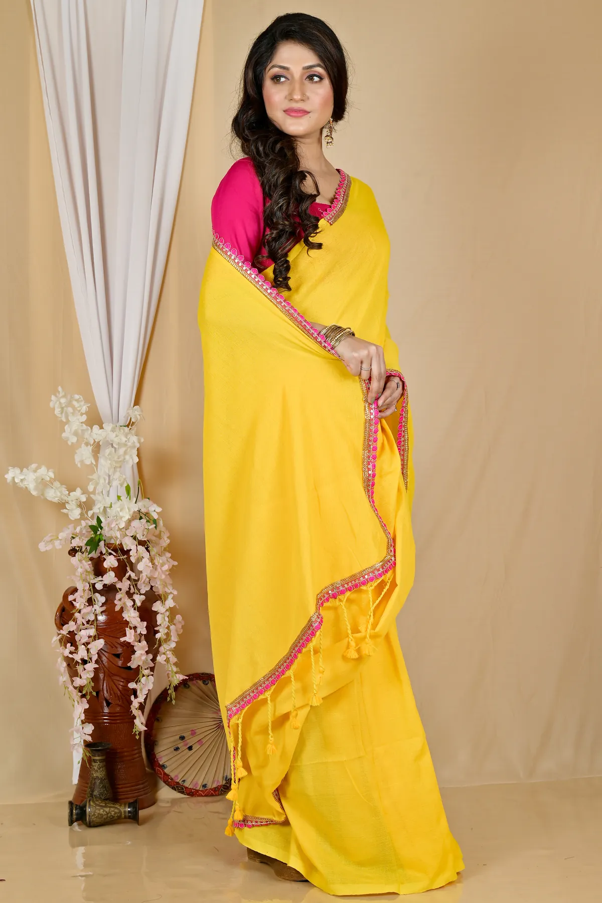 DipDiya Pure Cotton Yellow Thanli A Legacy Woven Handloom Sarees