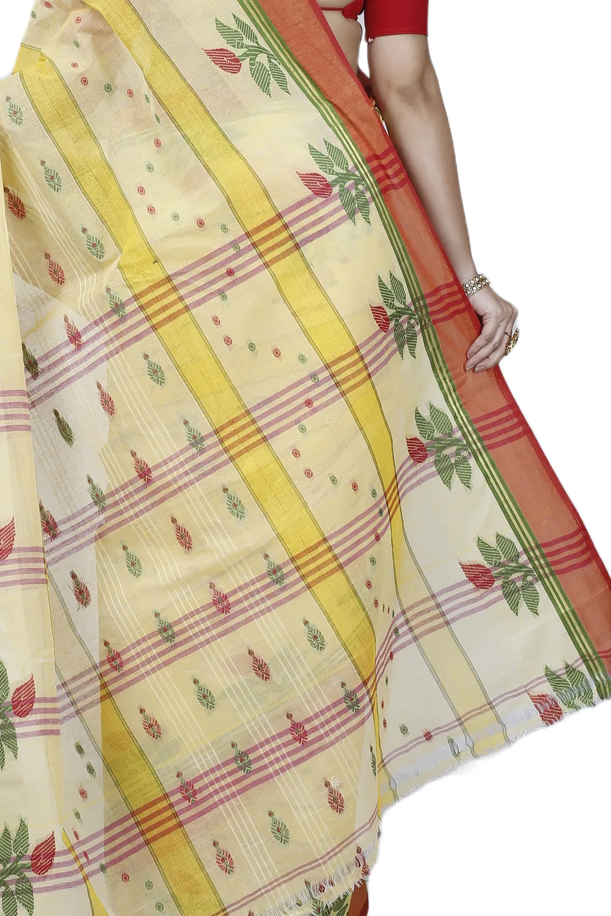 DipDiya Pure Cotton Yellow Udichi Heritage Elegance Tant Sarees