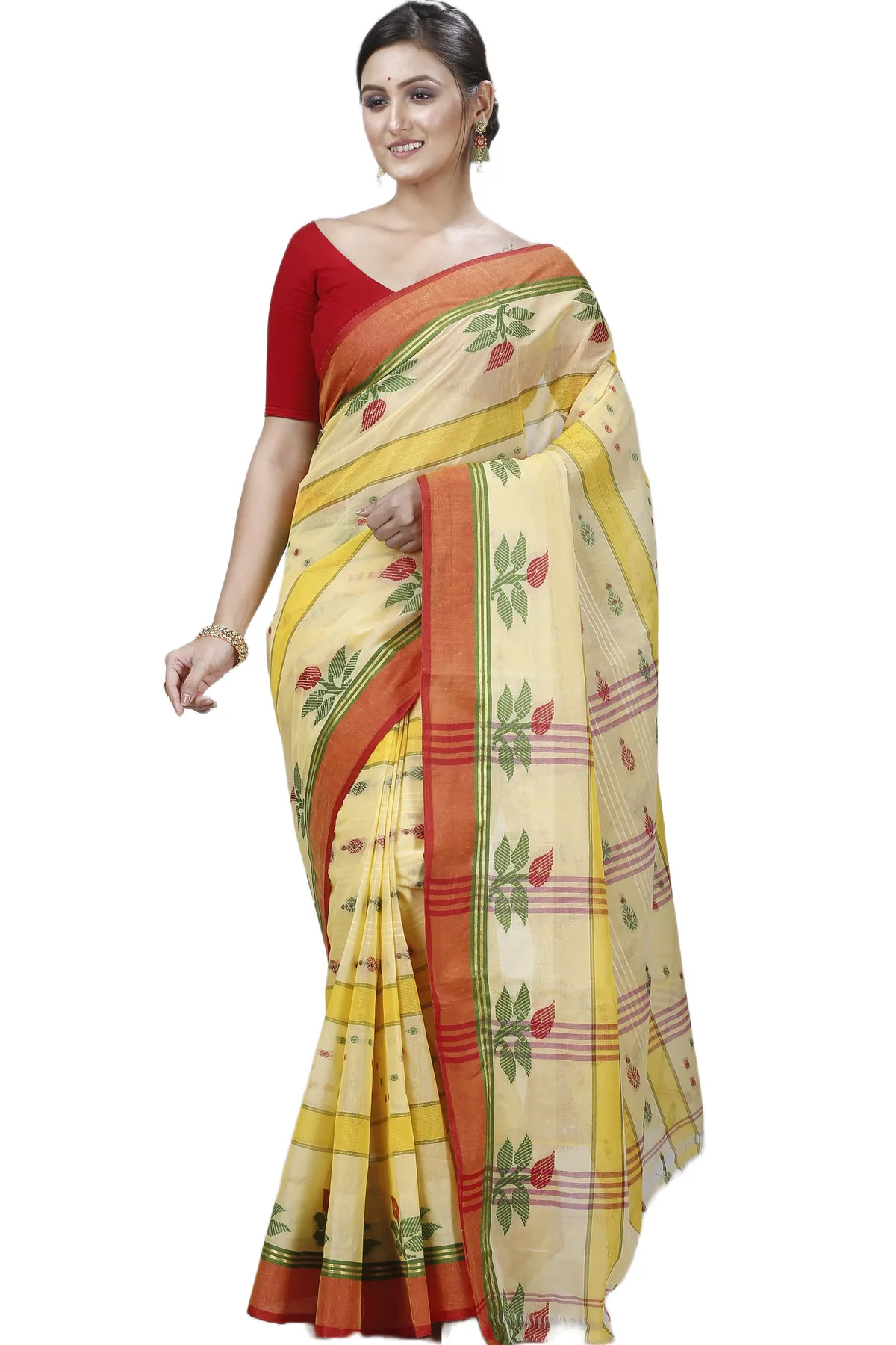 DipDiya Pure Cotton Yellow Udichi Heritage Elegance Tant Sarees
