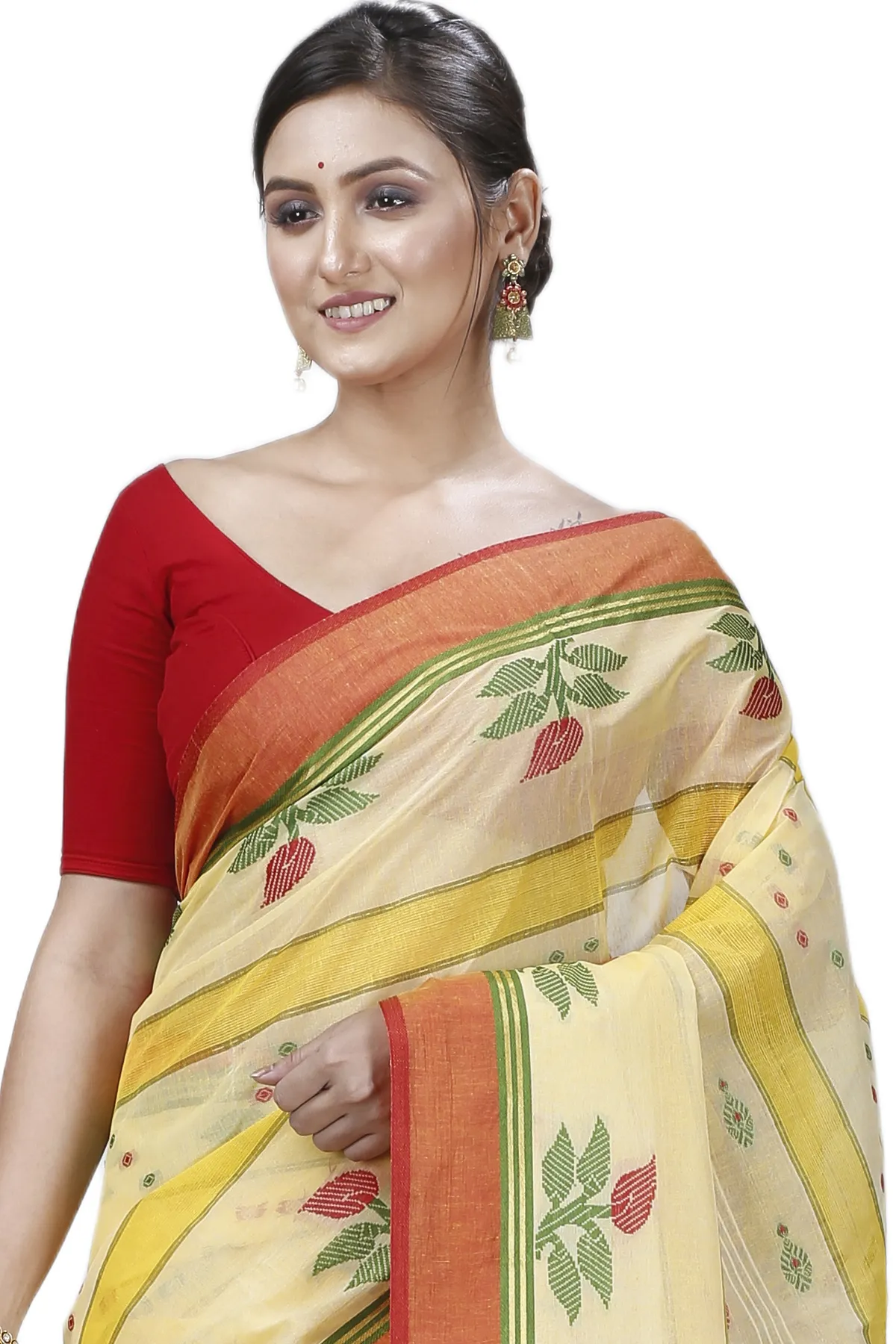 DipDiya Pure Cotton Yellow Udichi Heritage Elegance Tant Sarees