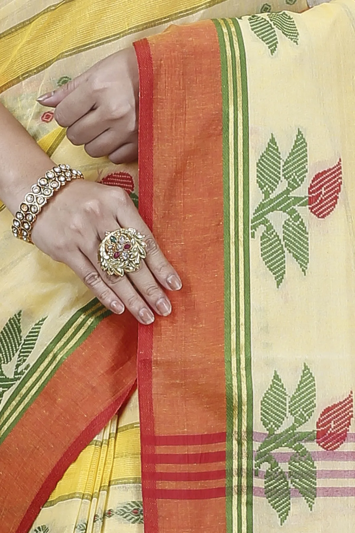 DipDiya Pure Cotton Yellow Udichi Heritage Elegance Tant Sarees