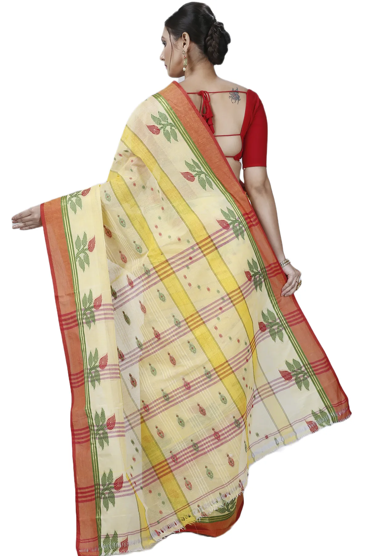 DipDiya Pure Cotton Yellow Udichi Heritage Elegance Tant Sarees