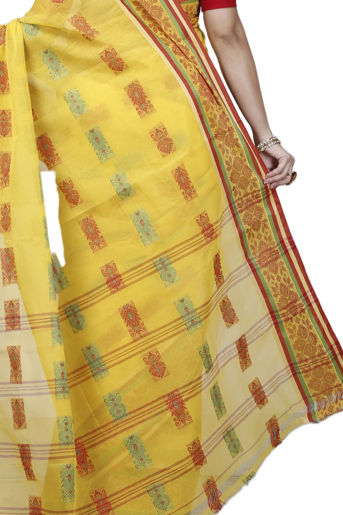 DipDiya Pure Cotton Yellow Uditi Bengal’s Tradition Tant Sarees
