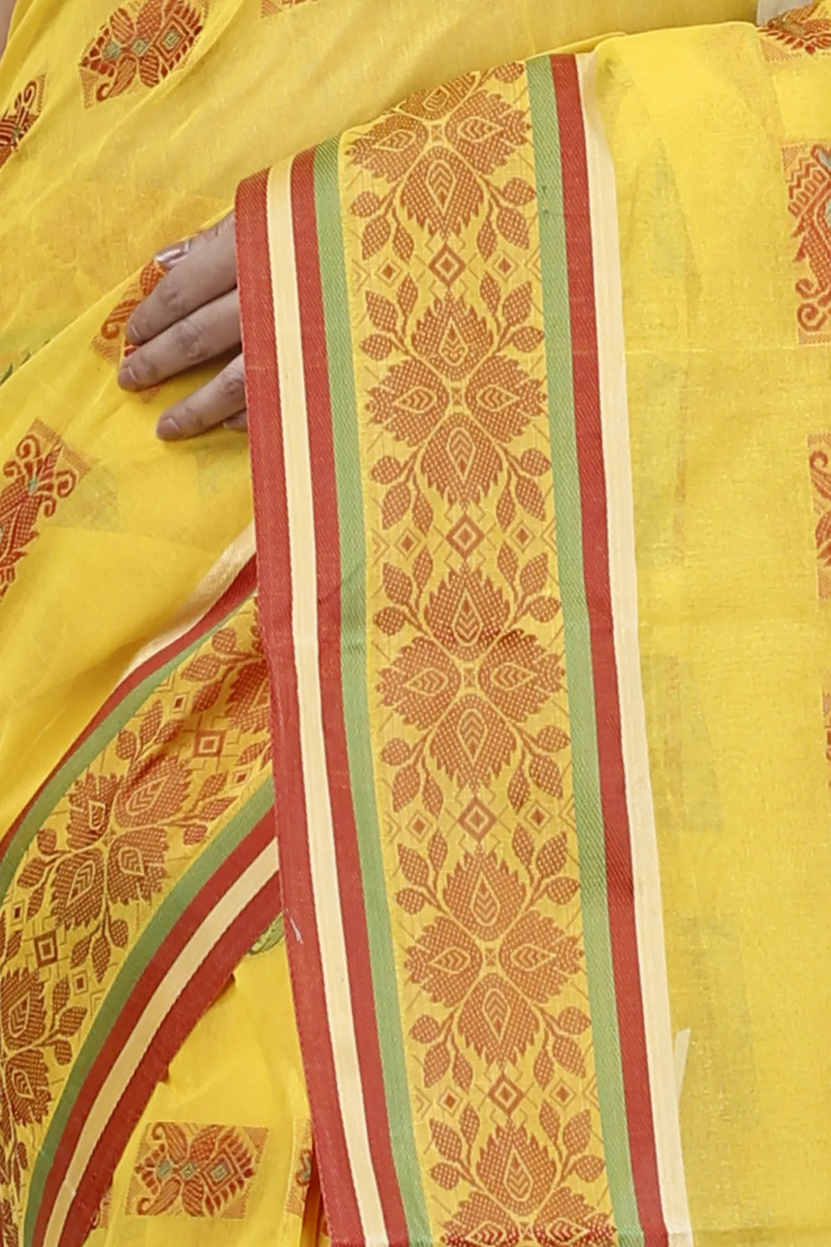 DipDiya Pure Cotton Yellow Uditi Bengal’s Tradition Tant Sarees