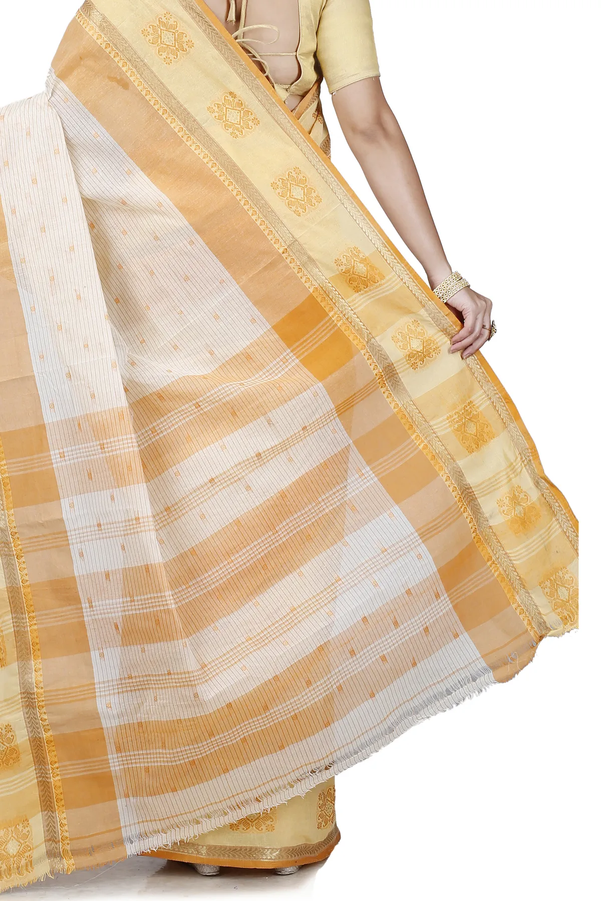 DipDiya Pure Cotton Yellow Uma Crafted in Bengal Tant Sarees