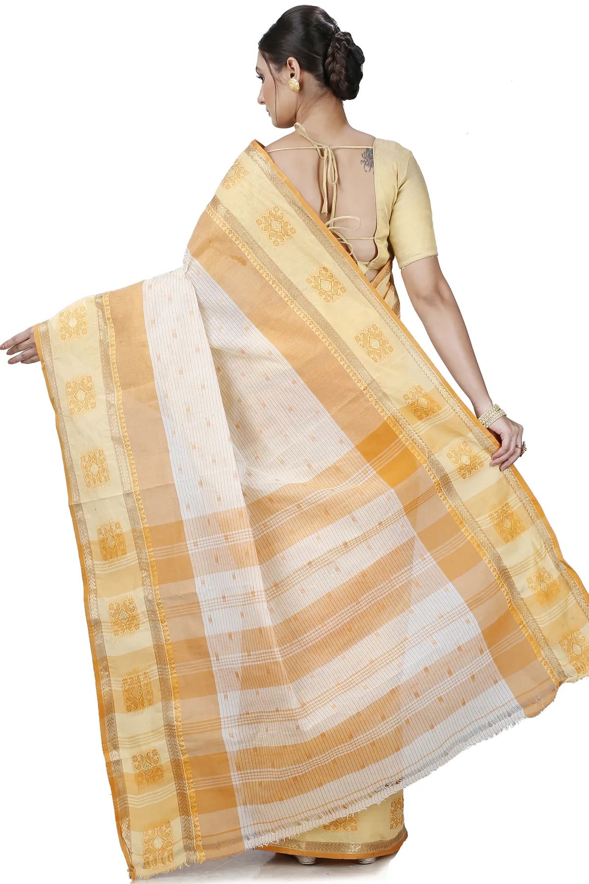 DipDiya Pure Cotton Yellow Uma Crafted in Bengal Tant Sarees
