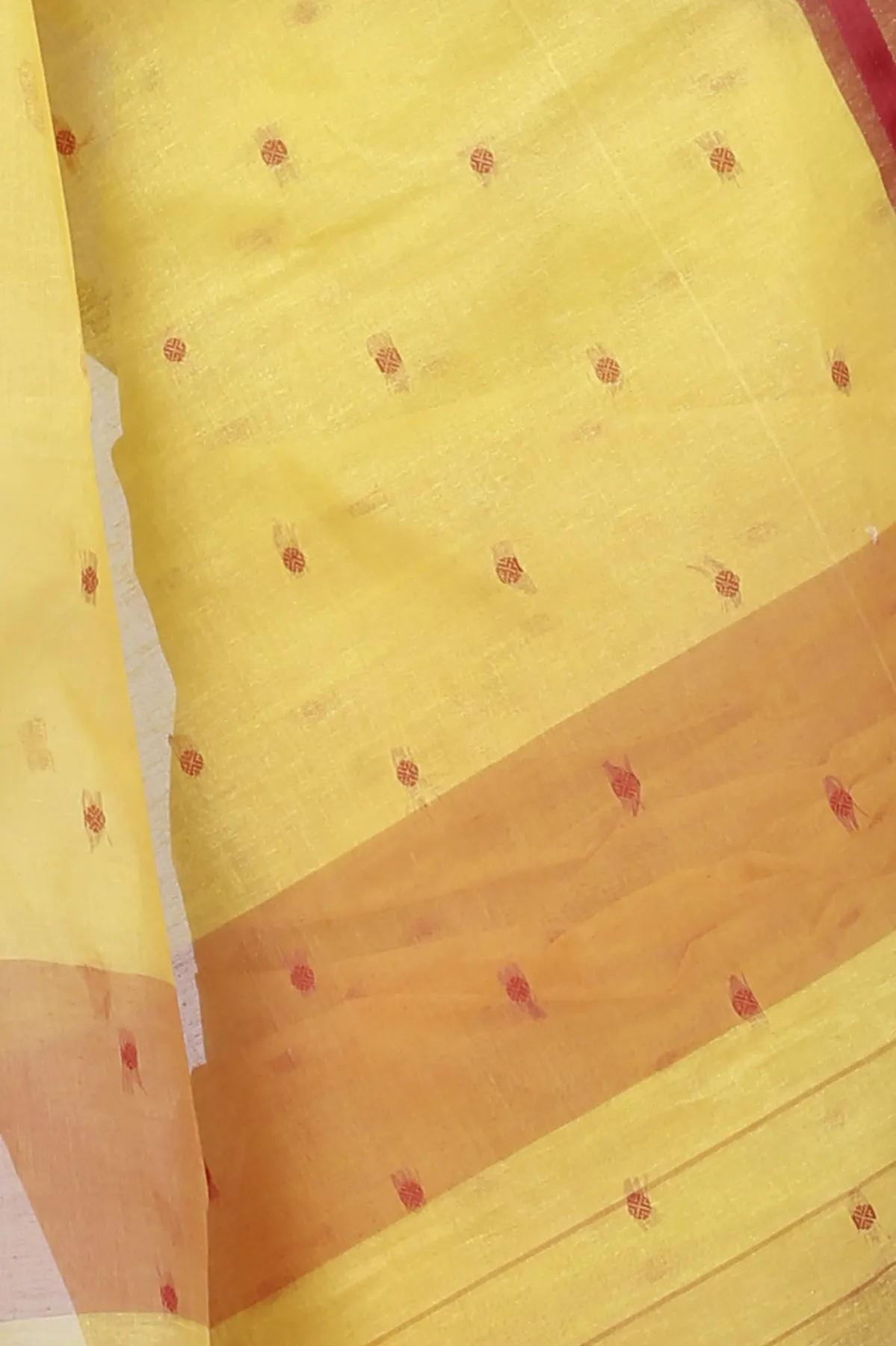DipDiya Pure Cotton Yellow Upala Regal Bengali Tant Sarees