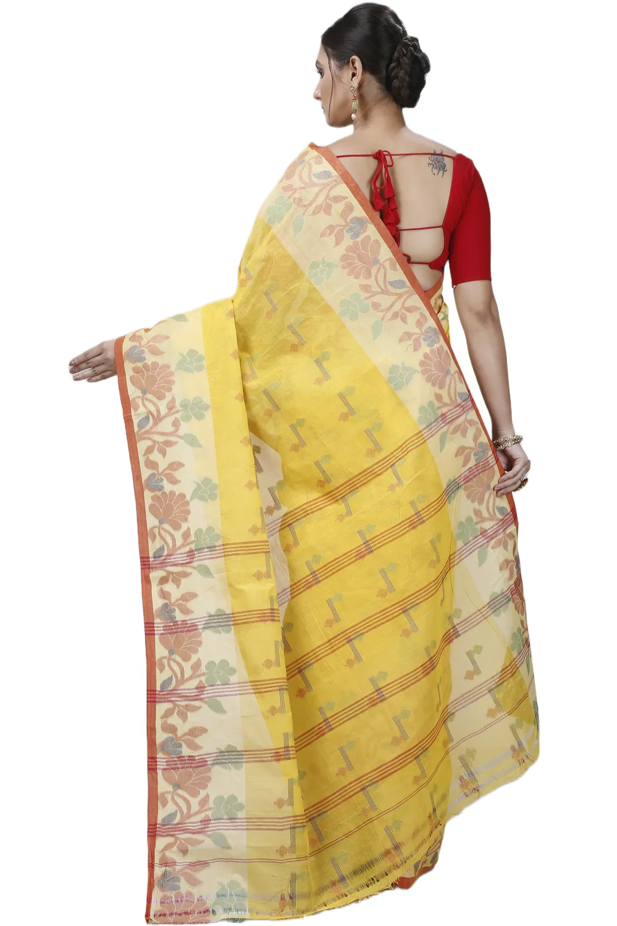 DipDiya Pure Cotton Yellow Urva Crafted in Bengal Tant Sarees