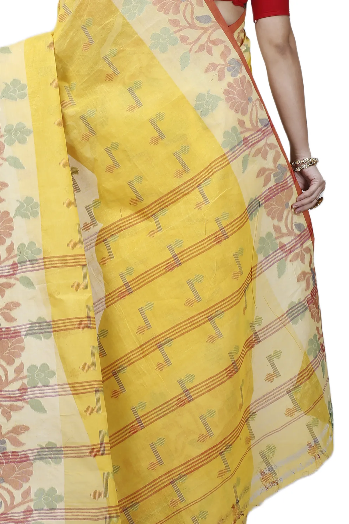 DipDiya Pure Cotton Yellow Urva Crafted in Bengal Tant Sarees