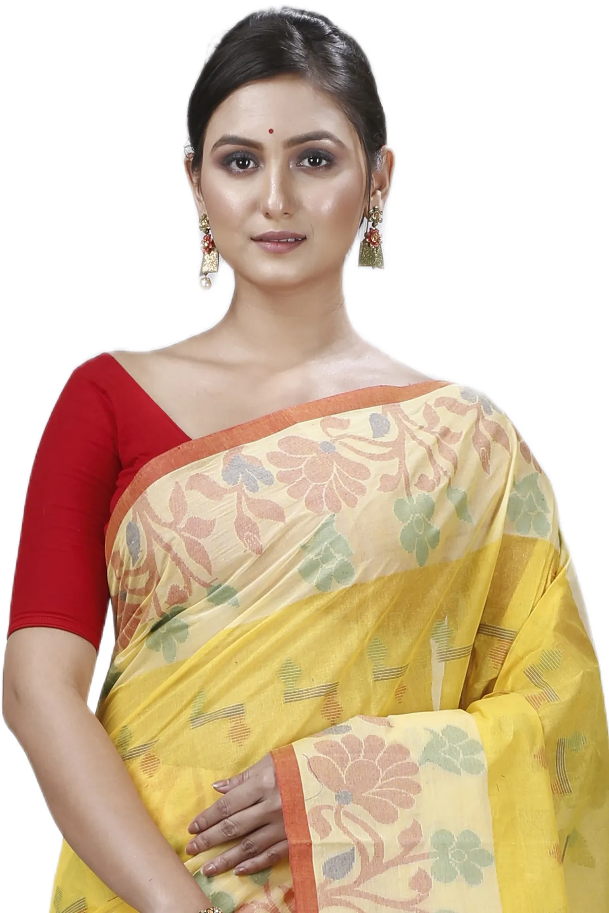 DipDiya Pure Cotton Yellow Urva Crafted in Bengal Tant Sarees