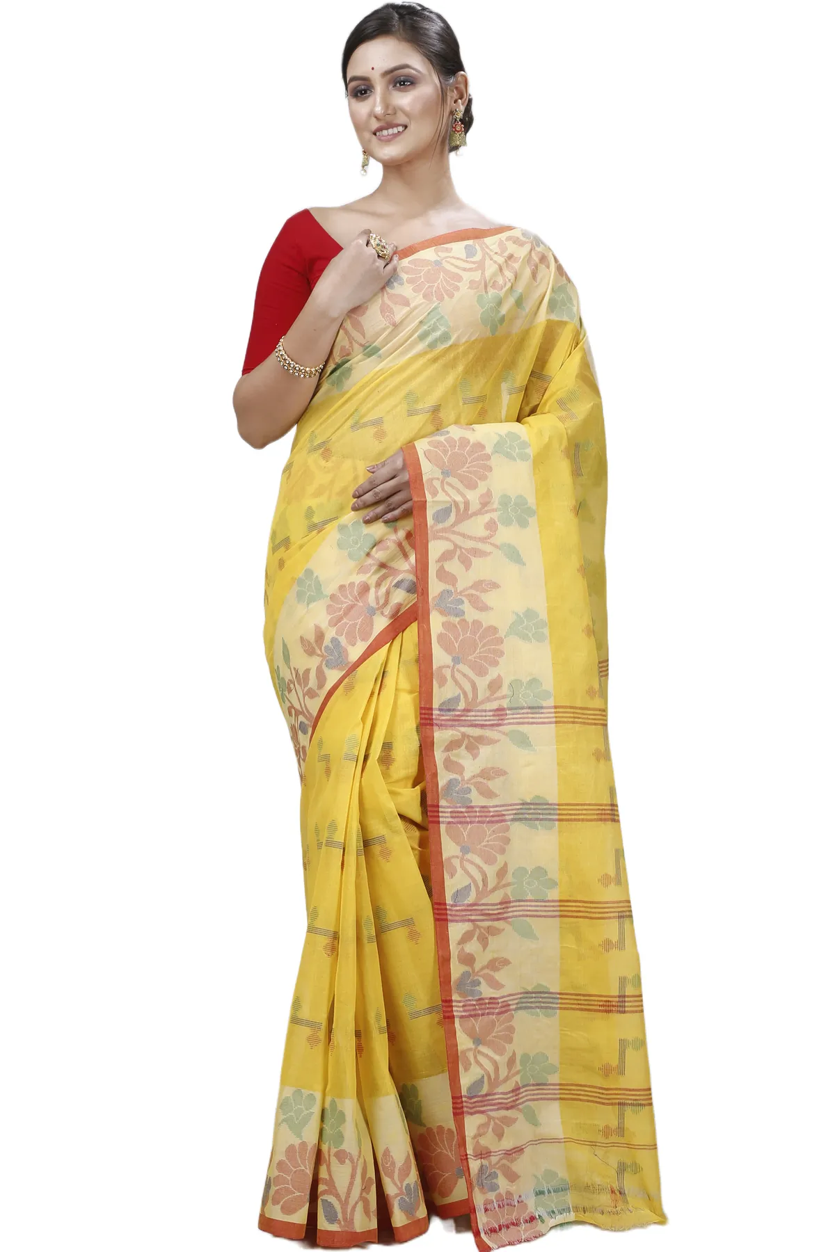 DipDiya Pure Cotton Yellow Urva Crafted in Bengal Tant Sarees