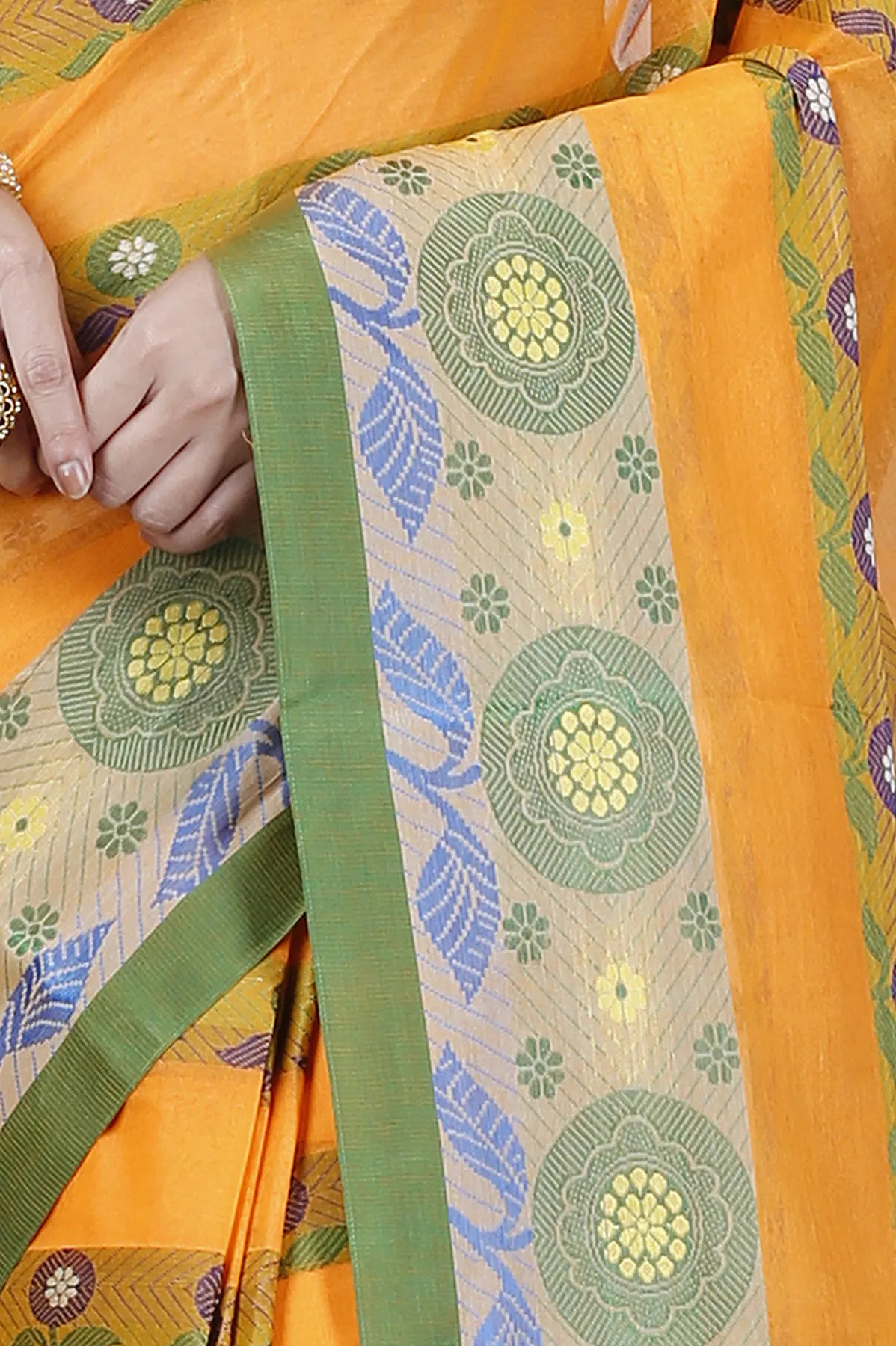 DipDiya Pure Cotton Yellow Uttara Bengal in Every Thread Tant Sarees